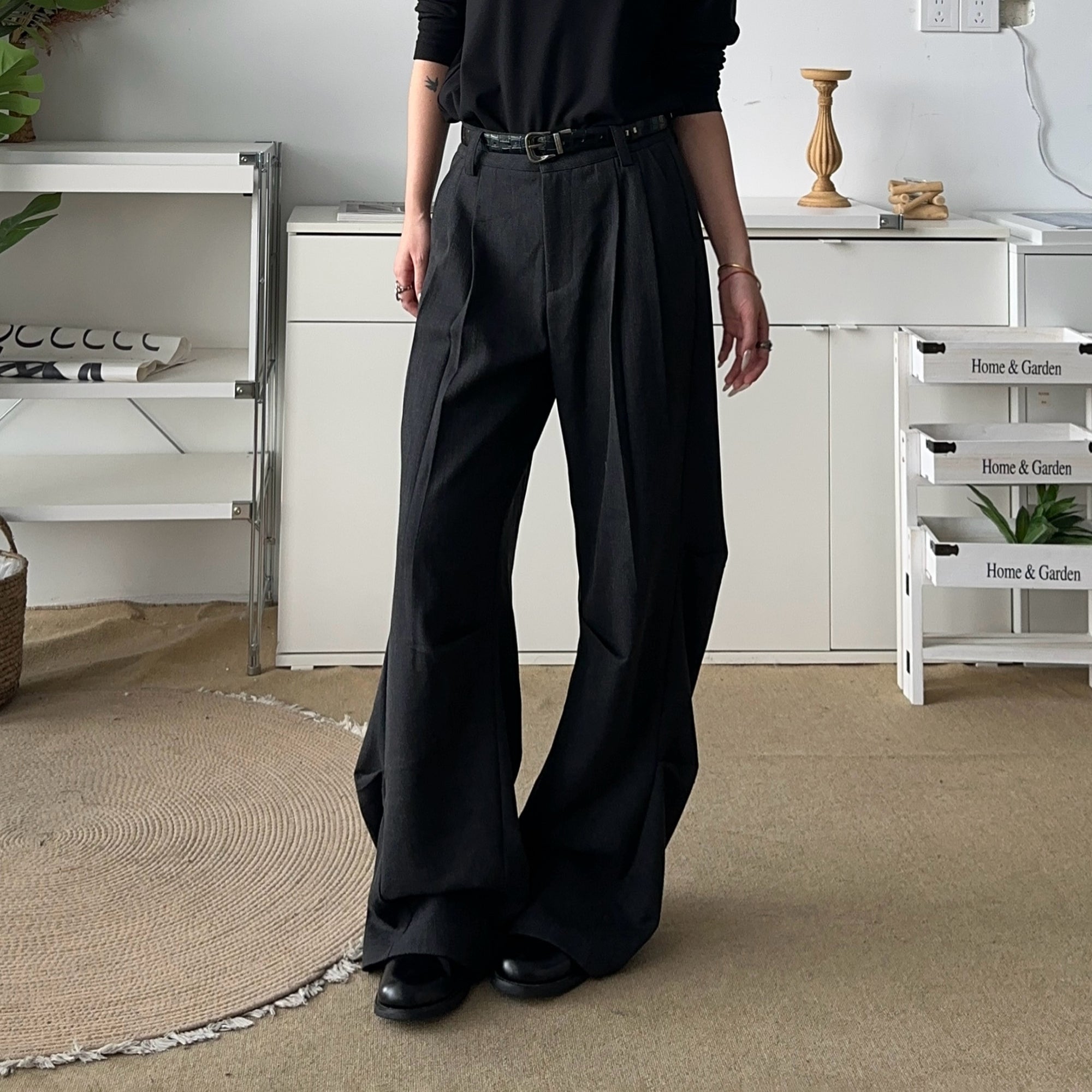 OKAYTHXBYE Geometric Multi-Pleated Trousers, premium urban and streetwear designers apparel on PROJECTISR.com, OKAYTHXBYE