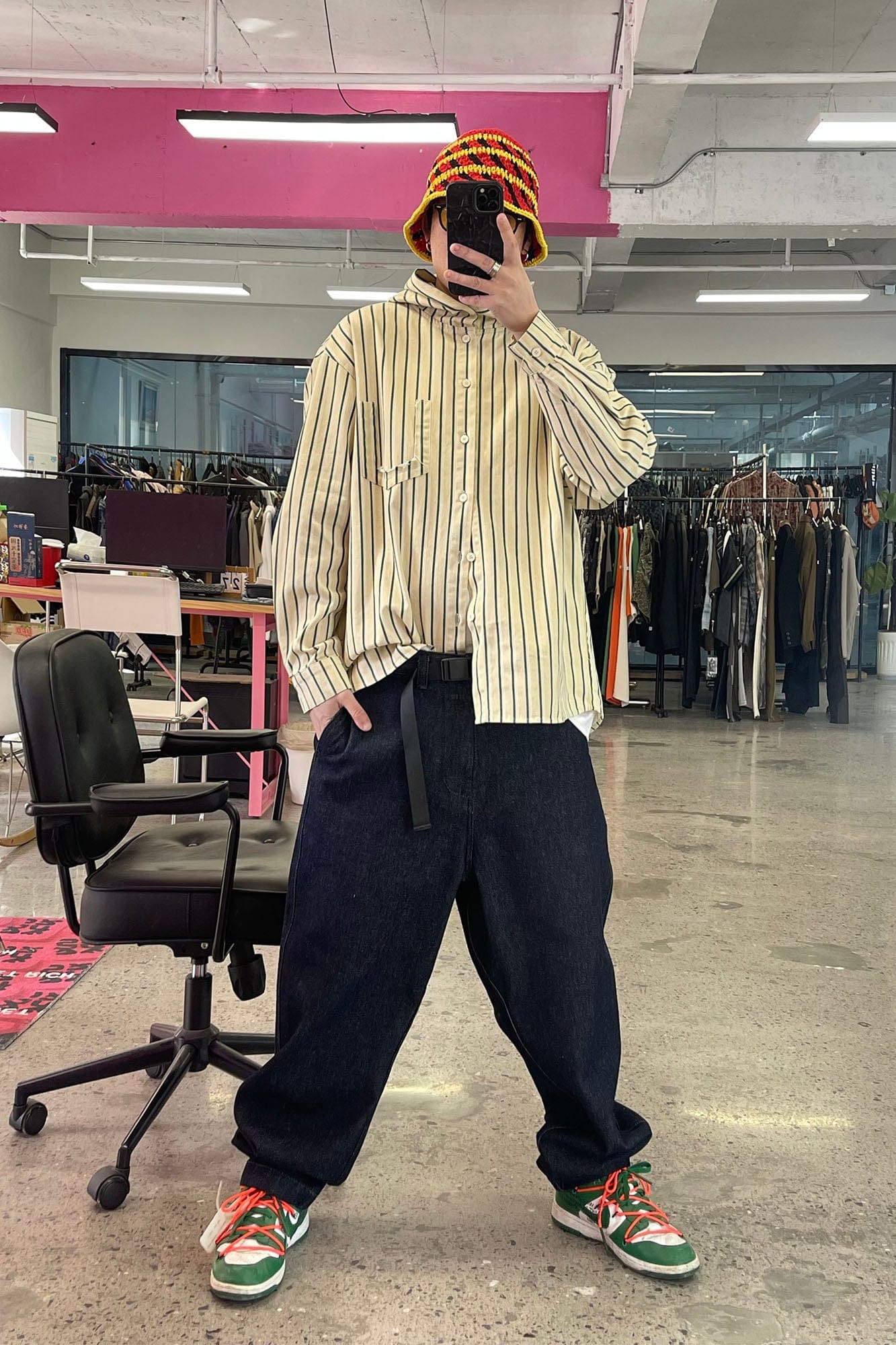ME DA IGUAL Striped Long-Sleeve Hooded Shirt, premium urban and streetwear designers apparel on PROJECTISR.com, ME DA IGUAL