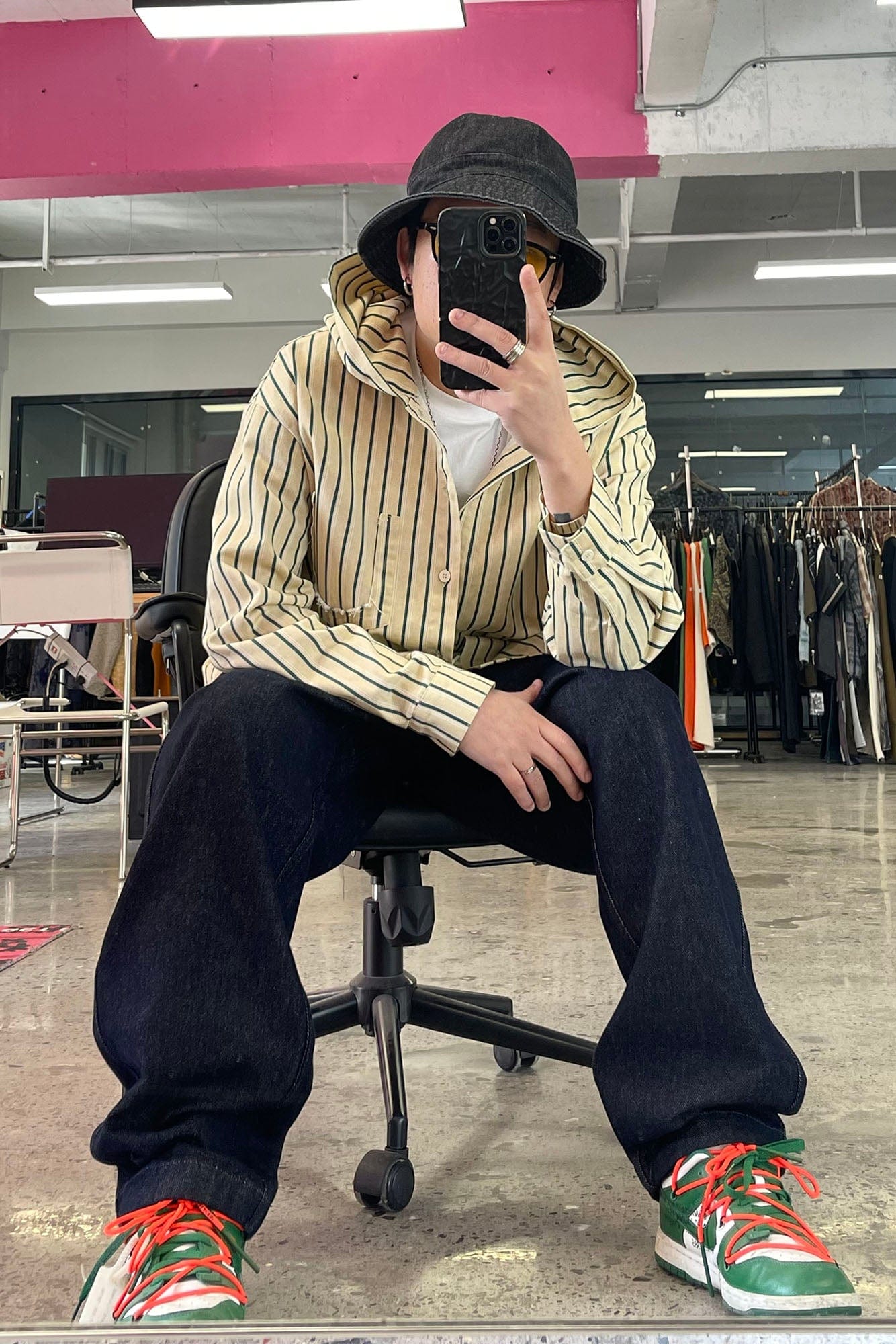 ME DA IGUAL Striped Long-Sleeve Hooded Shirt, premium urban and streetwear designers apparel on PROJECTISR.com, ME DA IGUAL