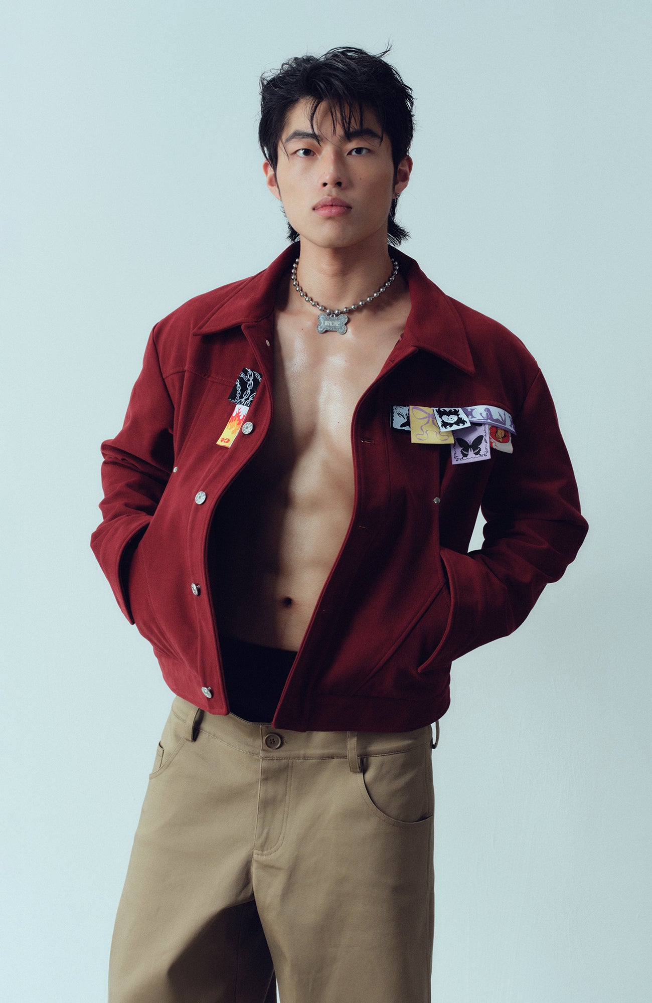 KADAKADA Layered Label Utility Jacket