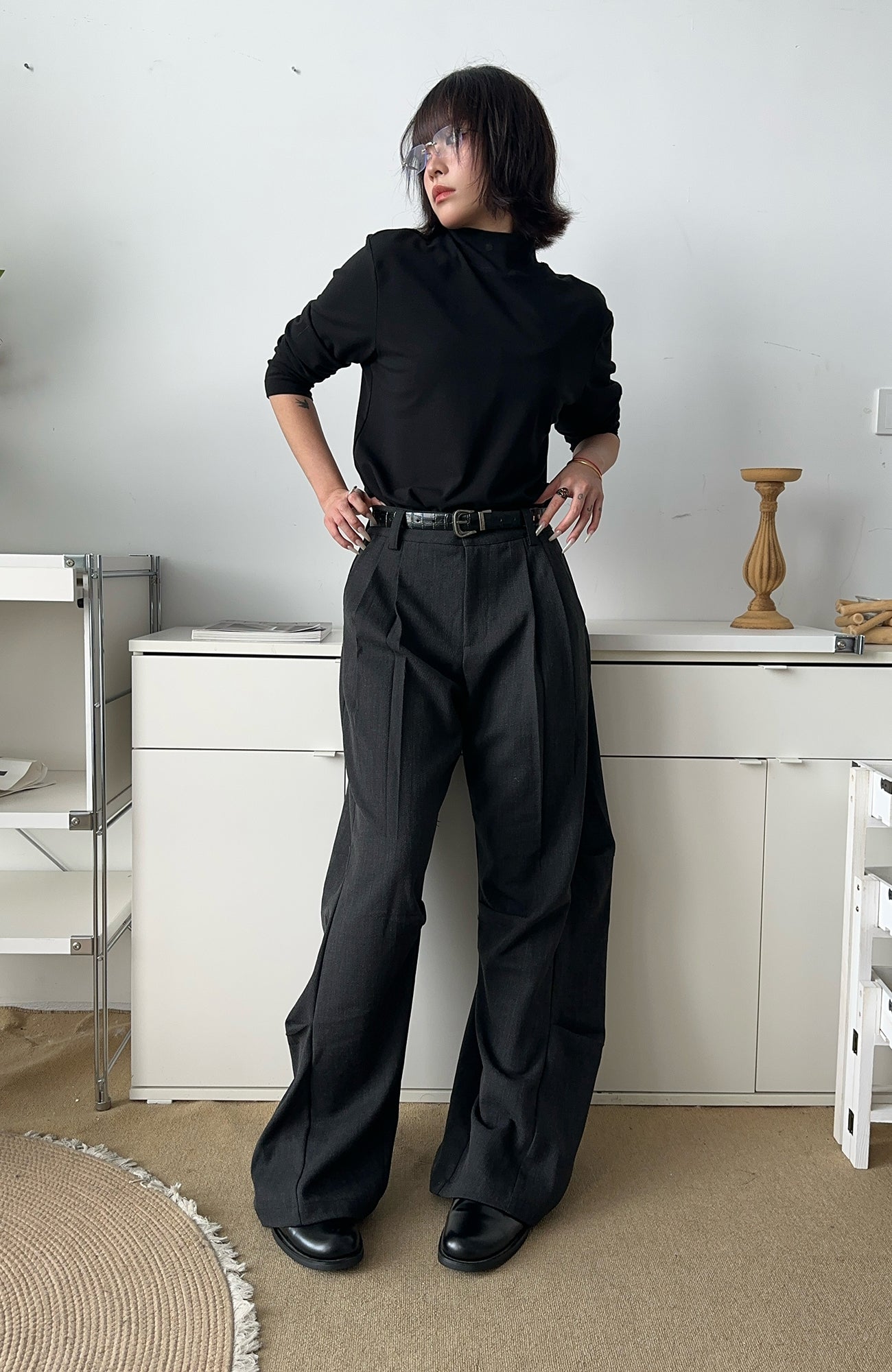 OKAYTHXBYE Geometric Multi-Pleated Trousers, premium urban and streetwear designers apparel on PROJECTISR.com, OKAYTHXBYE