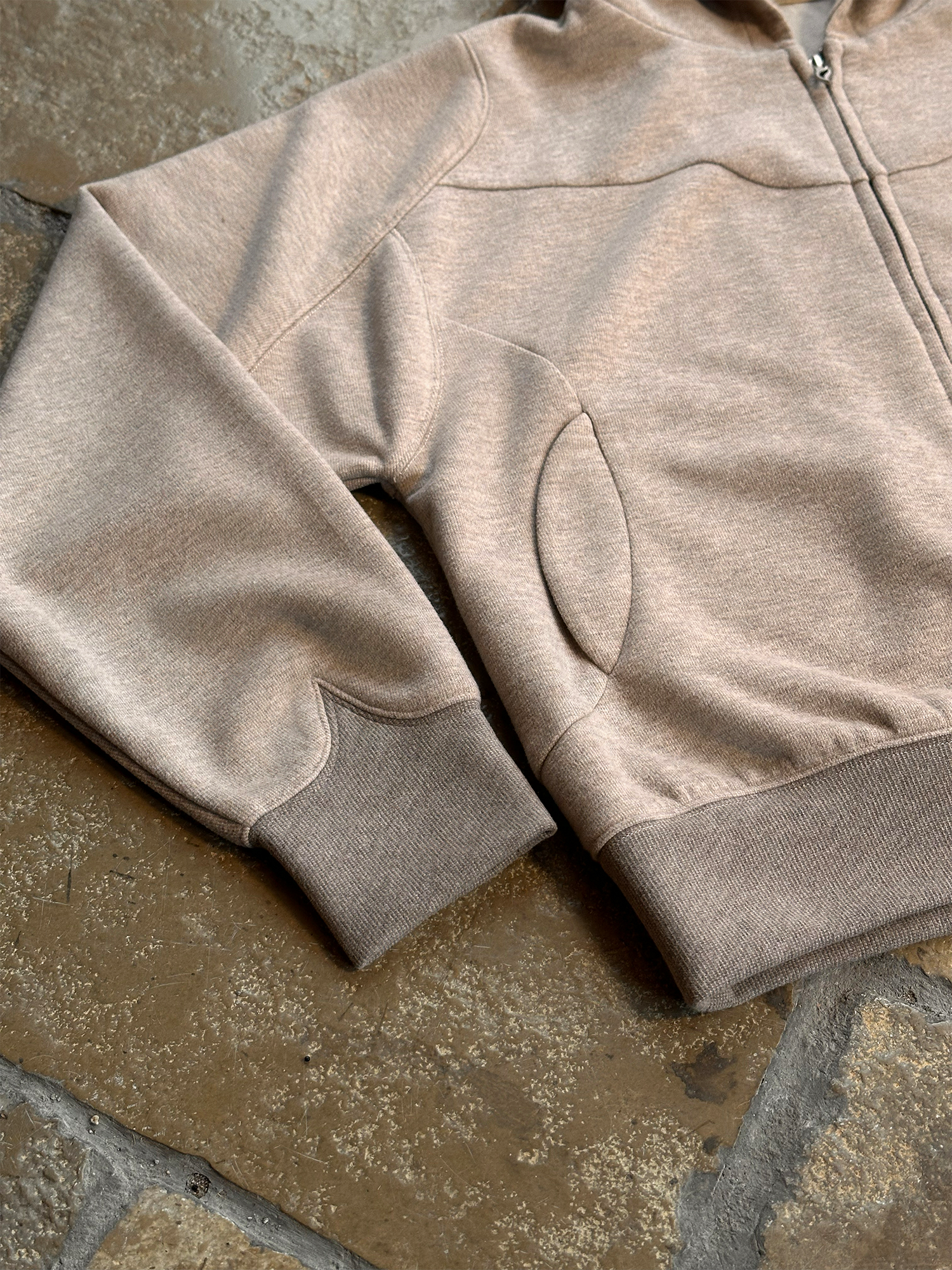 ESAIAS Wool Blend Panel Boxy Hooded Jacket