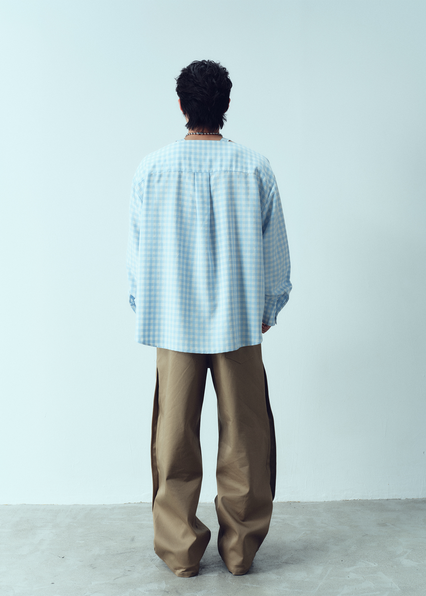KADAKADA Gingham V-Neck Tie-Strap Oversized Shirt, premium urban and streetwear designers apparel on PROJECTISR.com, KADAKADA
