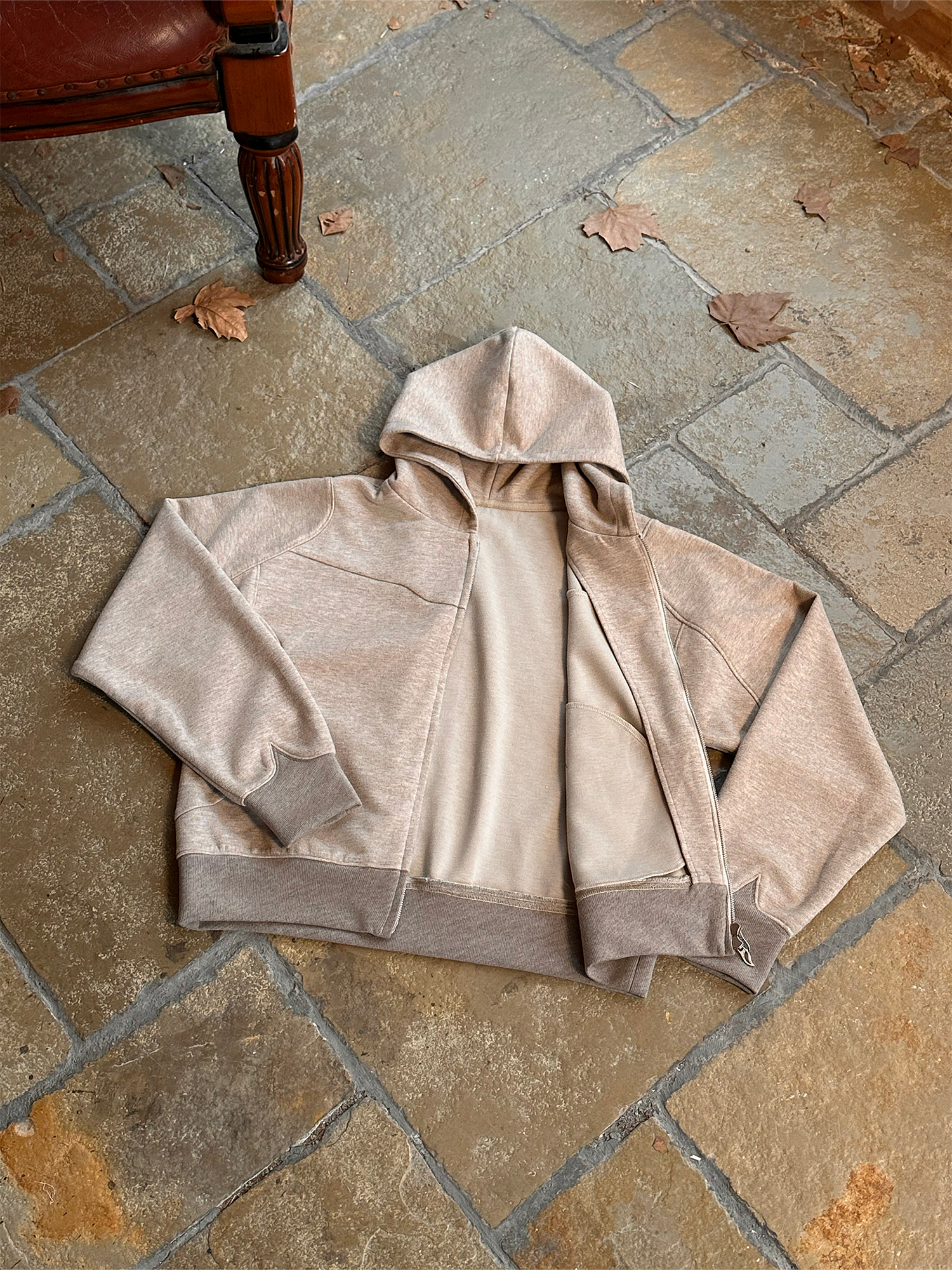 ESAIAS Wool Blend Panel Boxy Hooded Jacket