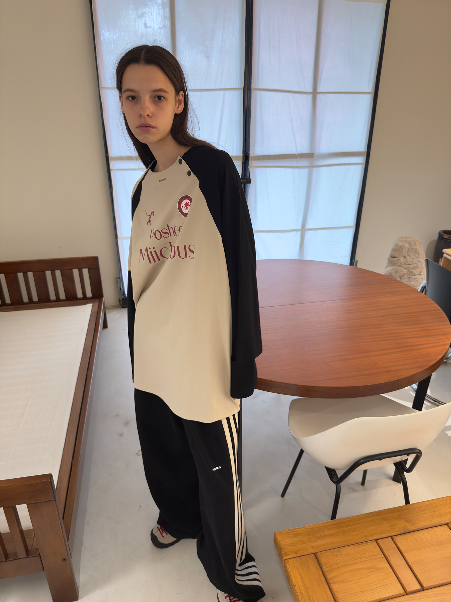 MIICHOUS Snap Contrast Quick-Dry Long-Sleeve Tee