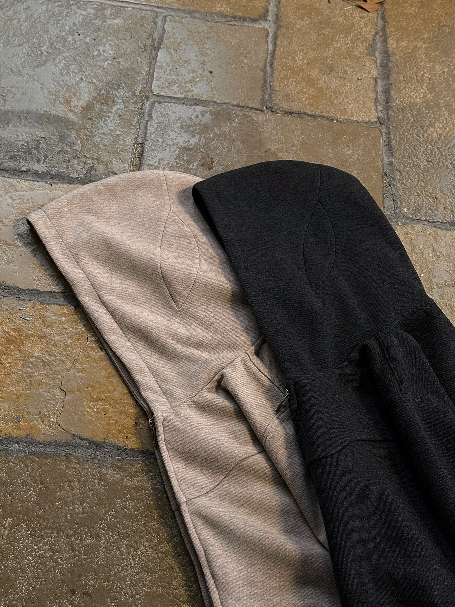 ESAIAS Wool Blend Panel Boxy Hooded Jacket