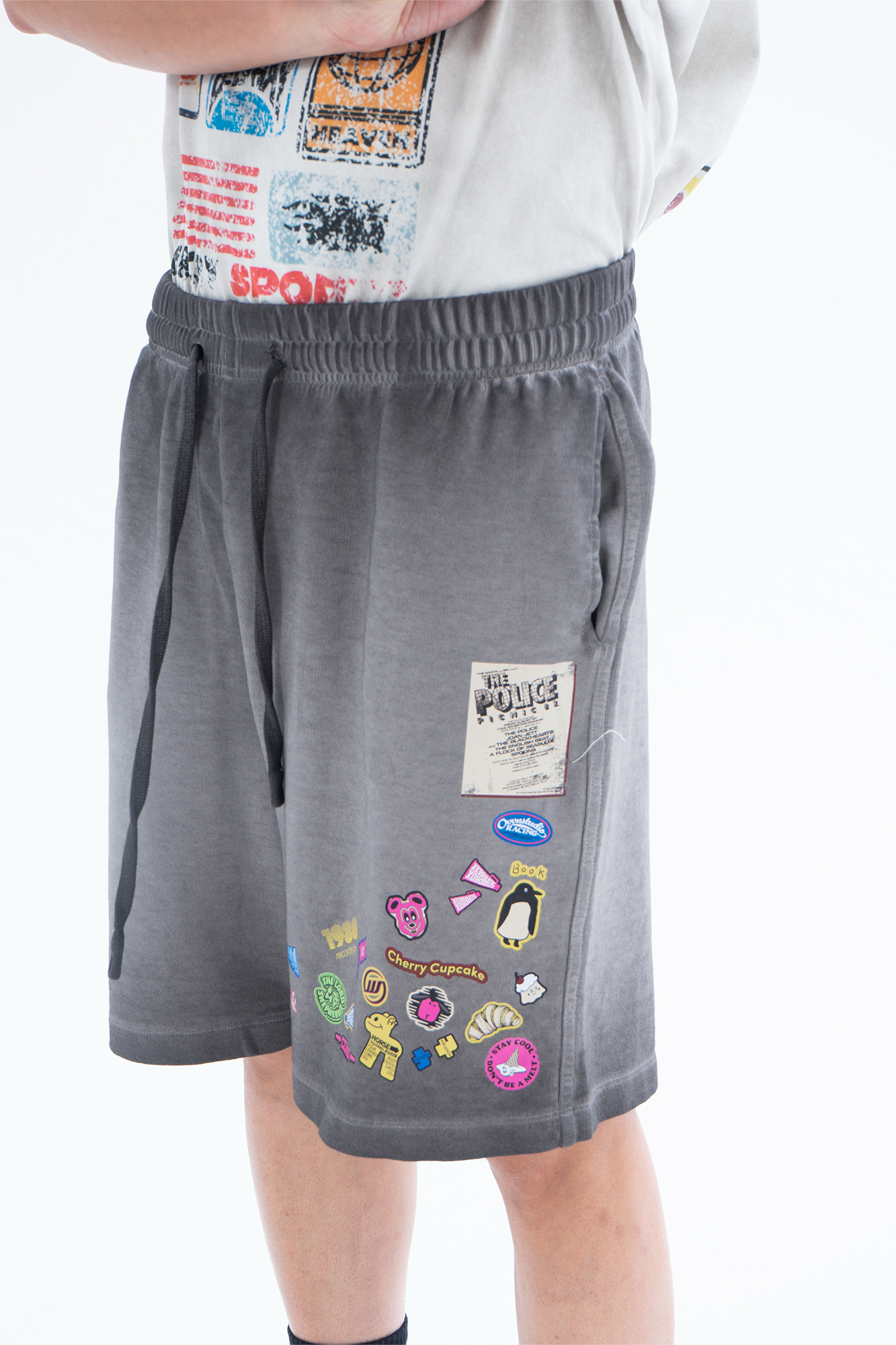 CLP Retro Gradient Badge Graphic Drawstring Shorts