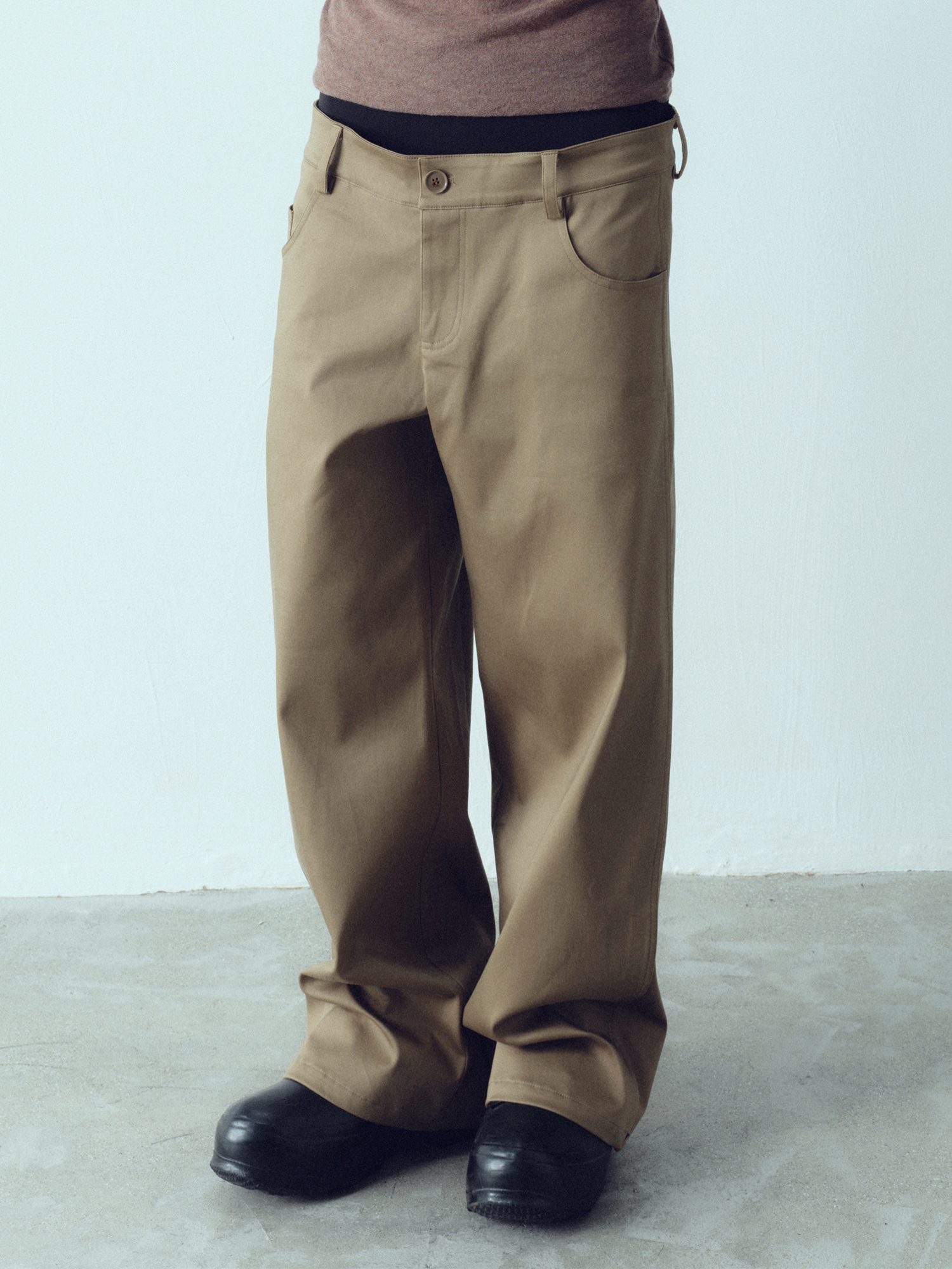 KADAKADA Dual-Waist Contrast Panel Trousers