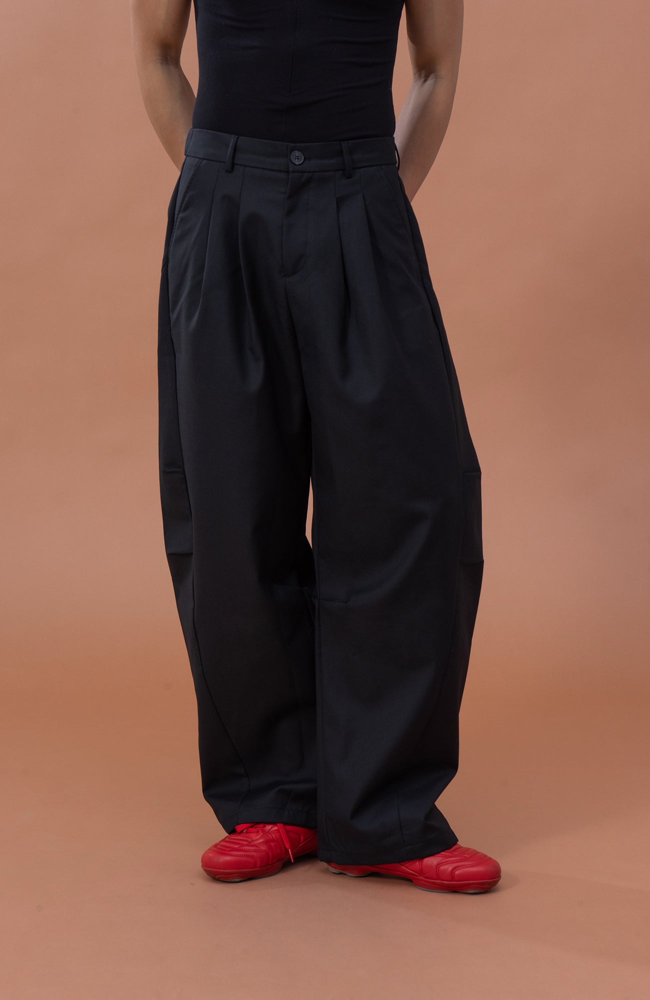 CLP Essential Pleat Curved-Leg Trousers, premium urban and streetwear designers apparel on PROJECTISR.com, CLP