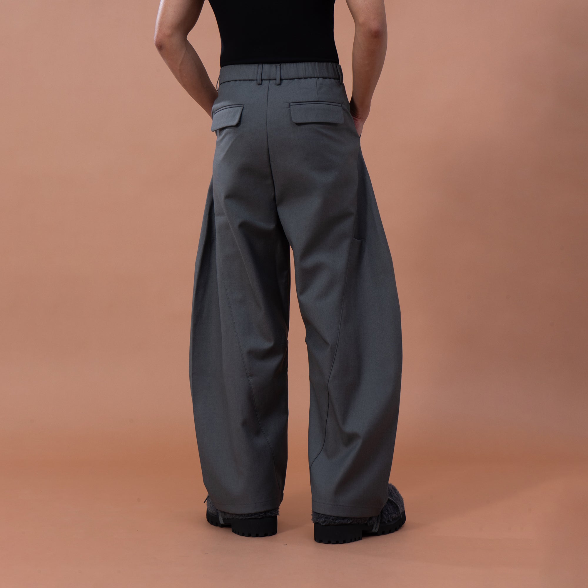CLP Essential Pleat Curved-Leg Trousers, premium urban and streetwear designers apparel on PROJECTISR.com, CLP