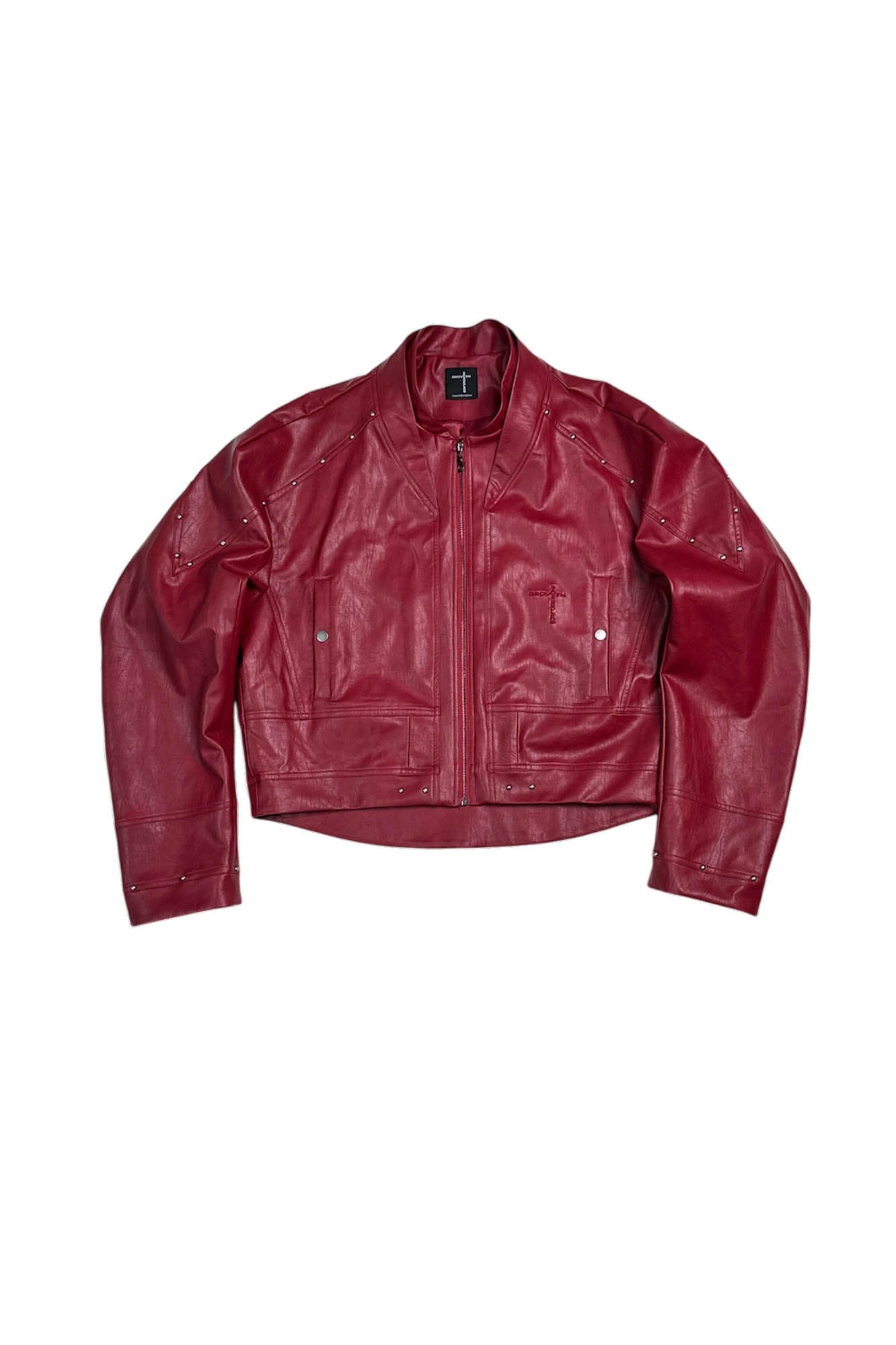 SAVAGEGROWTHWORLD Snake Bone Embroidered Rivet Cropped PU Jacket, premium urban and streetwear designers apparel on PROJECTISR.com, SAVAGEGROWTHWORLD