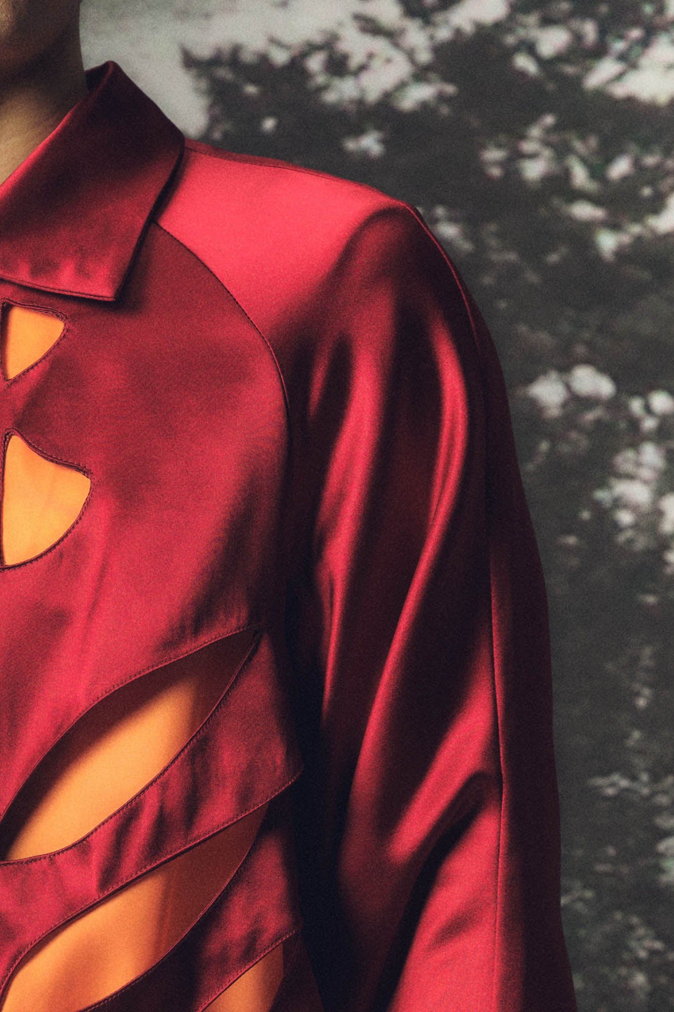 KADAKADA Skeleton Cut-Out Satin Bomber Jacket, premium urban and streetwear designers apparel on PROJECTISR.com, KADAKADA