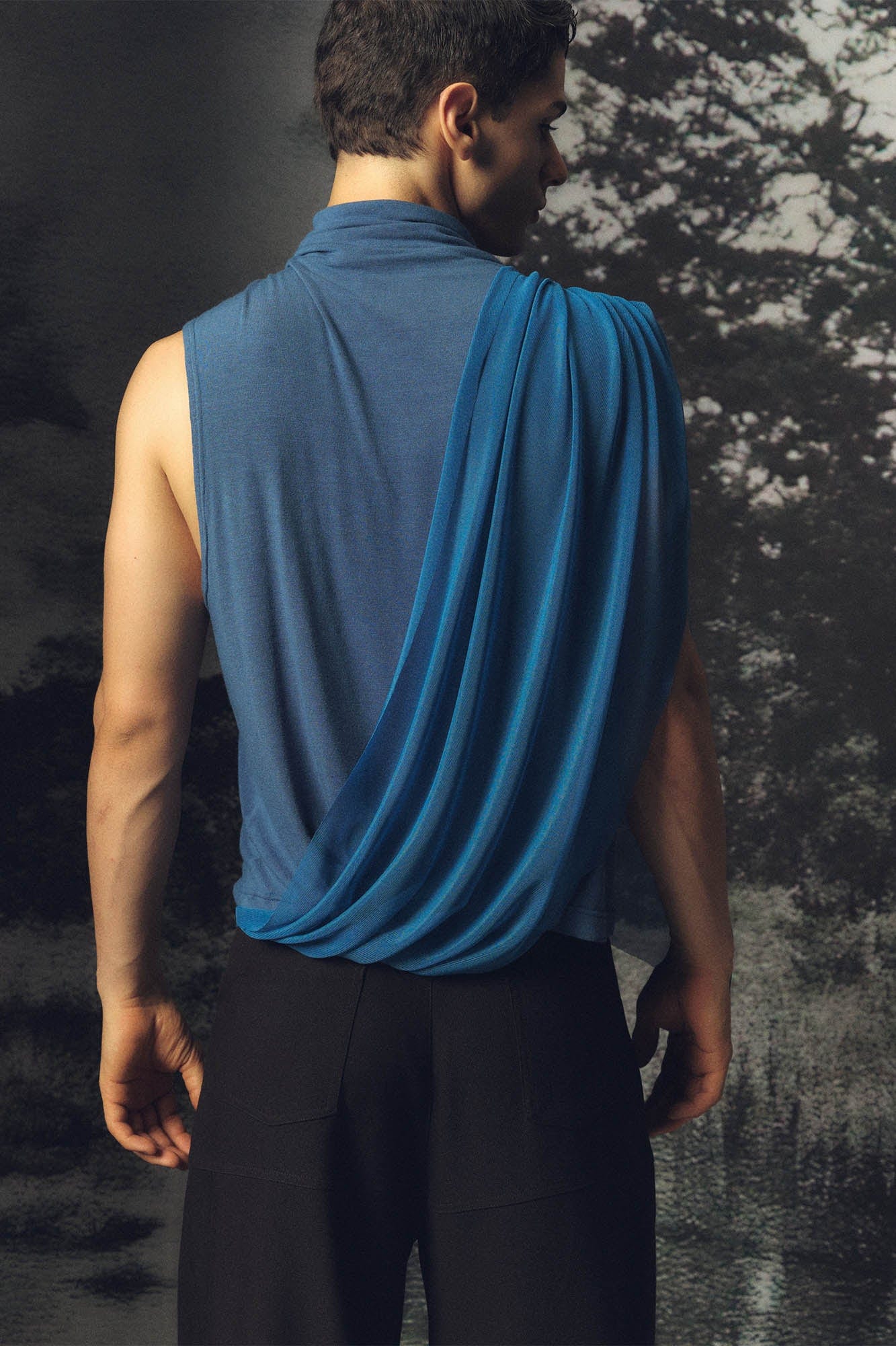 KADAKADA Draped Sheer High-Neck Tank Top, premium urban and streetwear designers apparel on PROJECTISR.com, KADAKADA