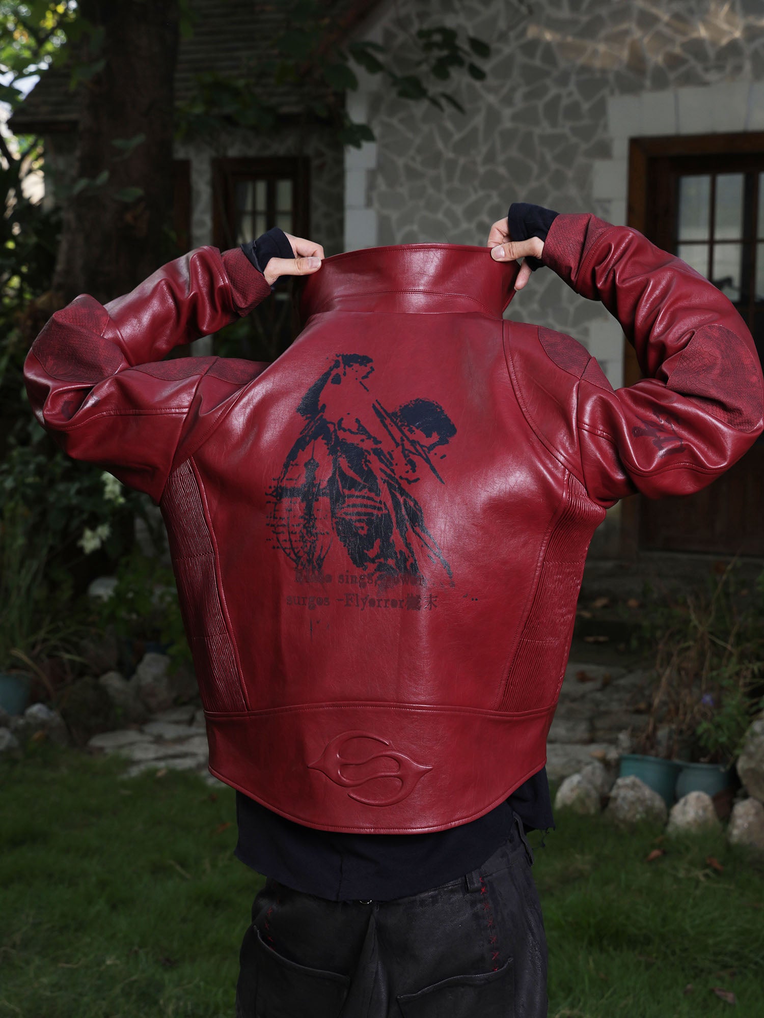 FLYERRER Classic Panel PU Jacket Crimson