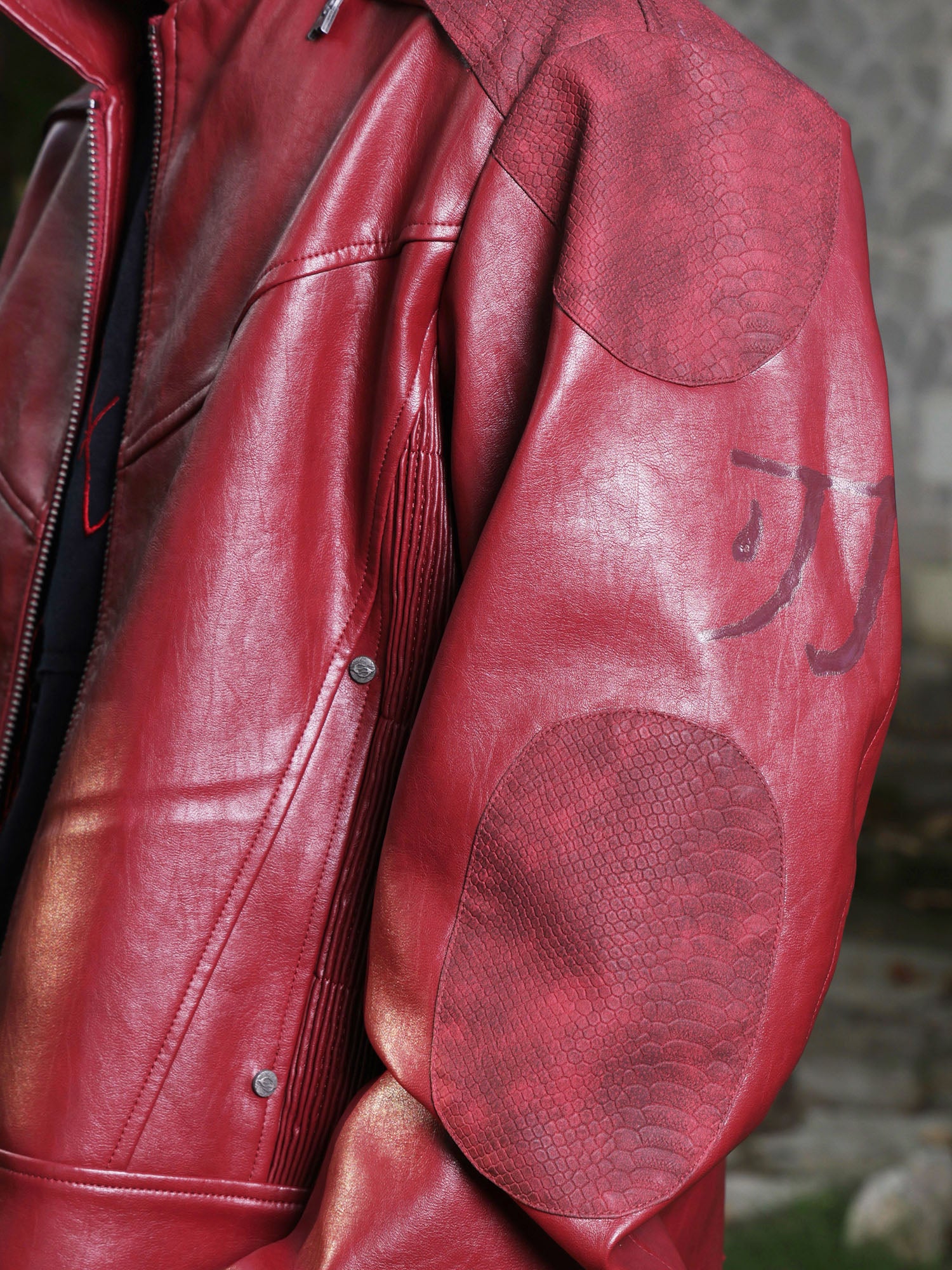 FLYERRER Classic Panel PU Jacket Crimson
