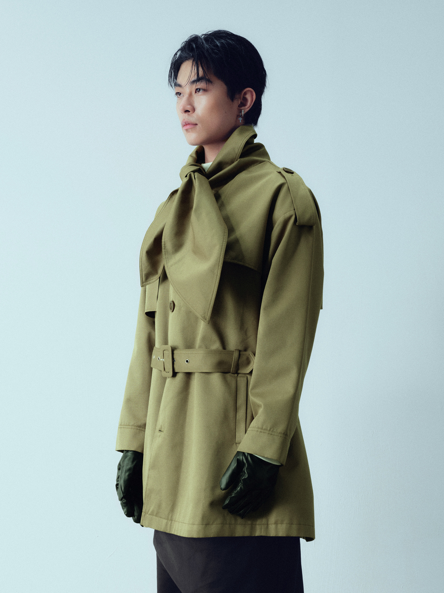 KADAKADA Scarf-Tie Waterproof Belted Trench