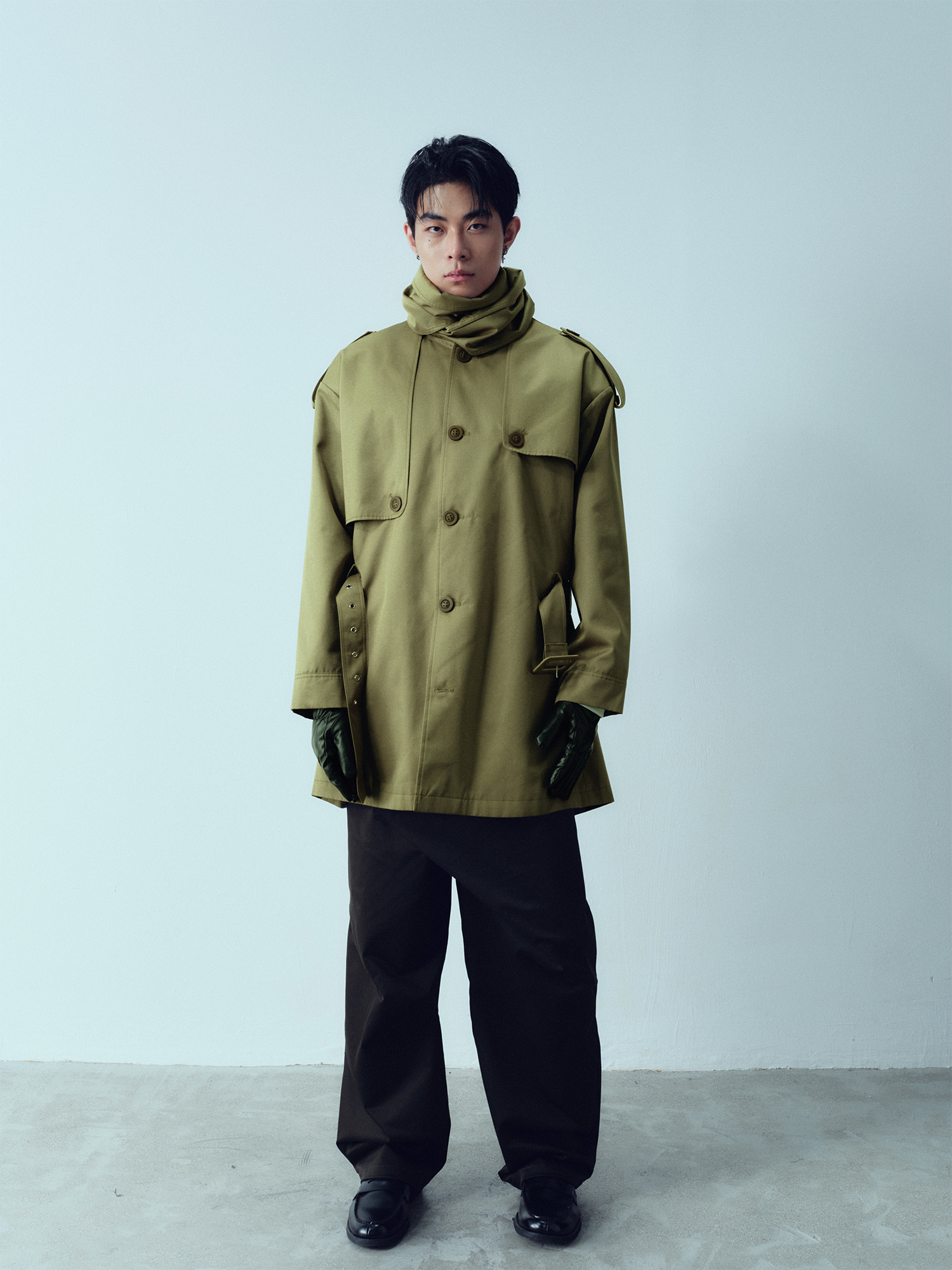 KADAKADA Scarf-Tie Waterproof Belted Trench