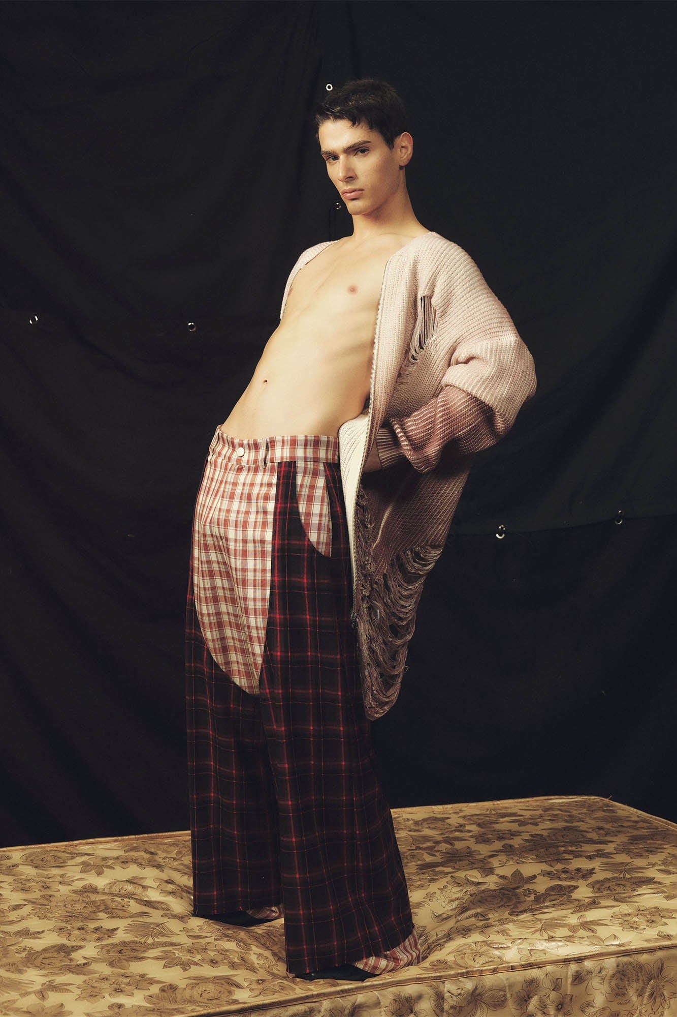 KADAKADA Double Layer Plaid Wide-Leg Pants, premium urban and streetwear designers apparel on PROJECTISR.com, KADAKADA