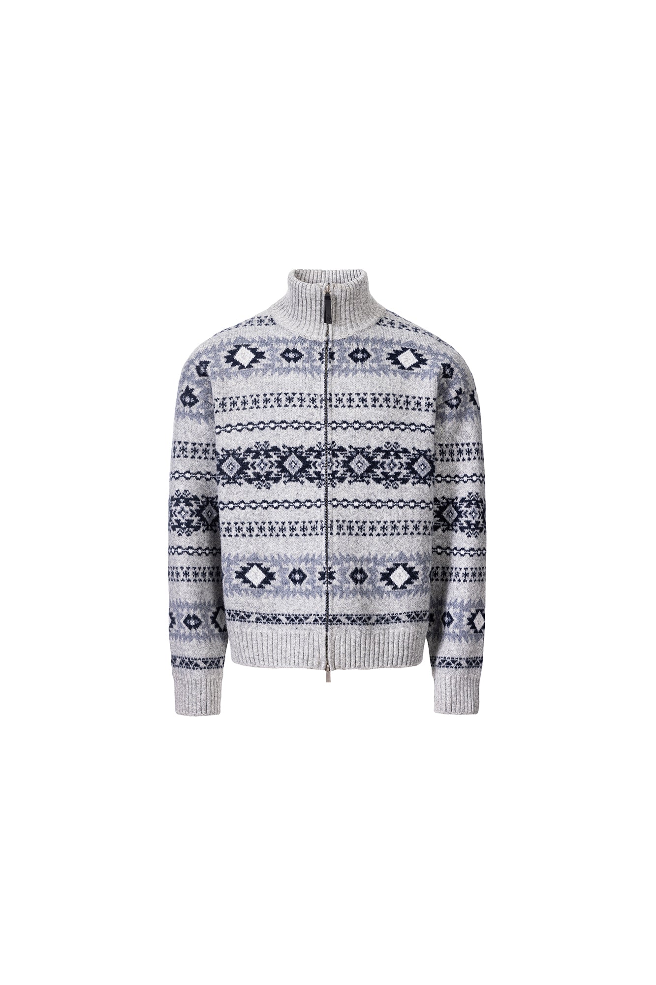 CATSSTAC Geometry Jacquard Zip-Up Cardigan