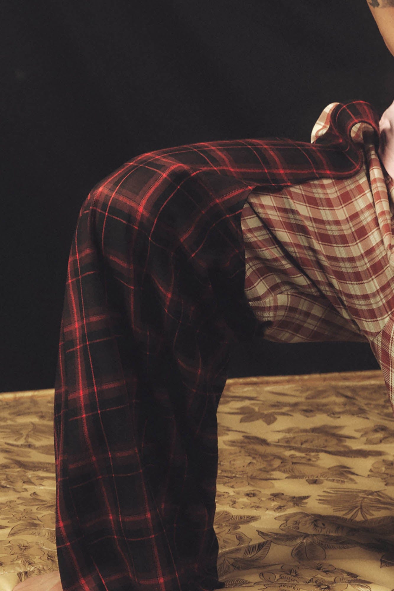 KADAKADA Double Layer Plaid Wide-Leg Pants, premium urban and streetwear designers apparel on PROJECTISR.com, KADAKADA