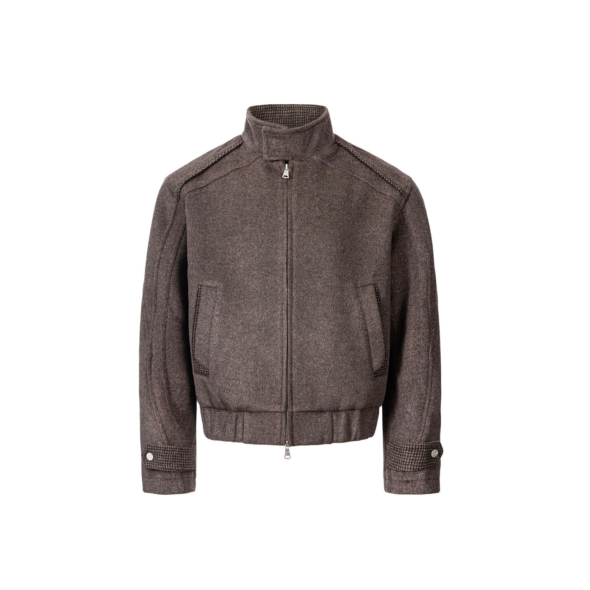 CATSSTAC Houndstooth Lining Wool-Blend Harrington Jacket