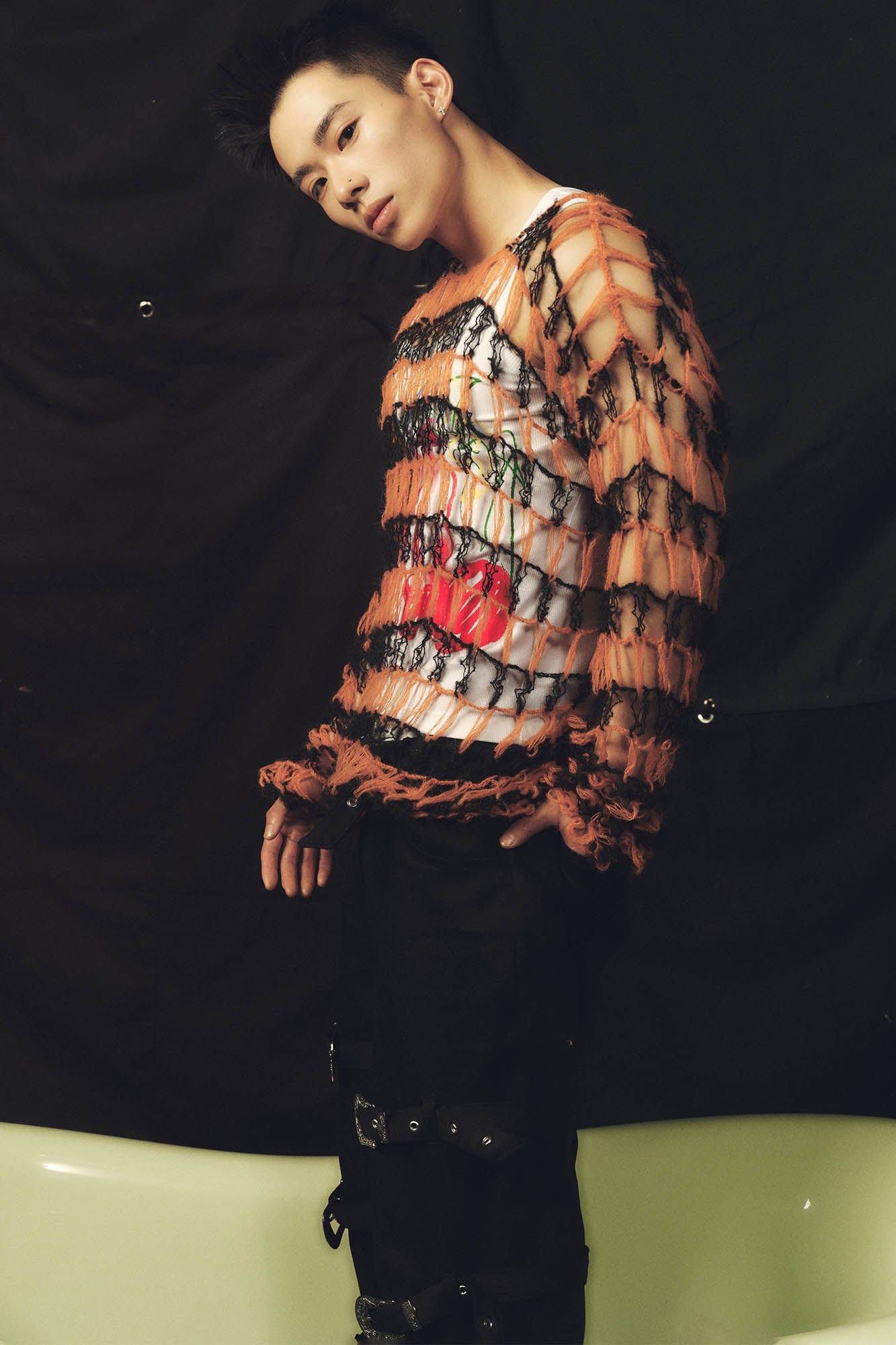 KADAKADA Hollow Mesh Handcrafted Sweater, premium urban and streetwear designers apparel on PROJECTISR.com, KADAKADA