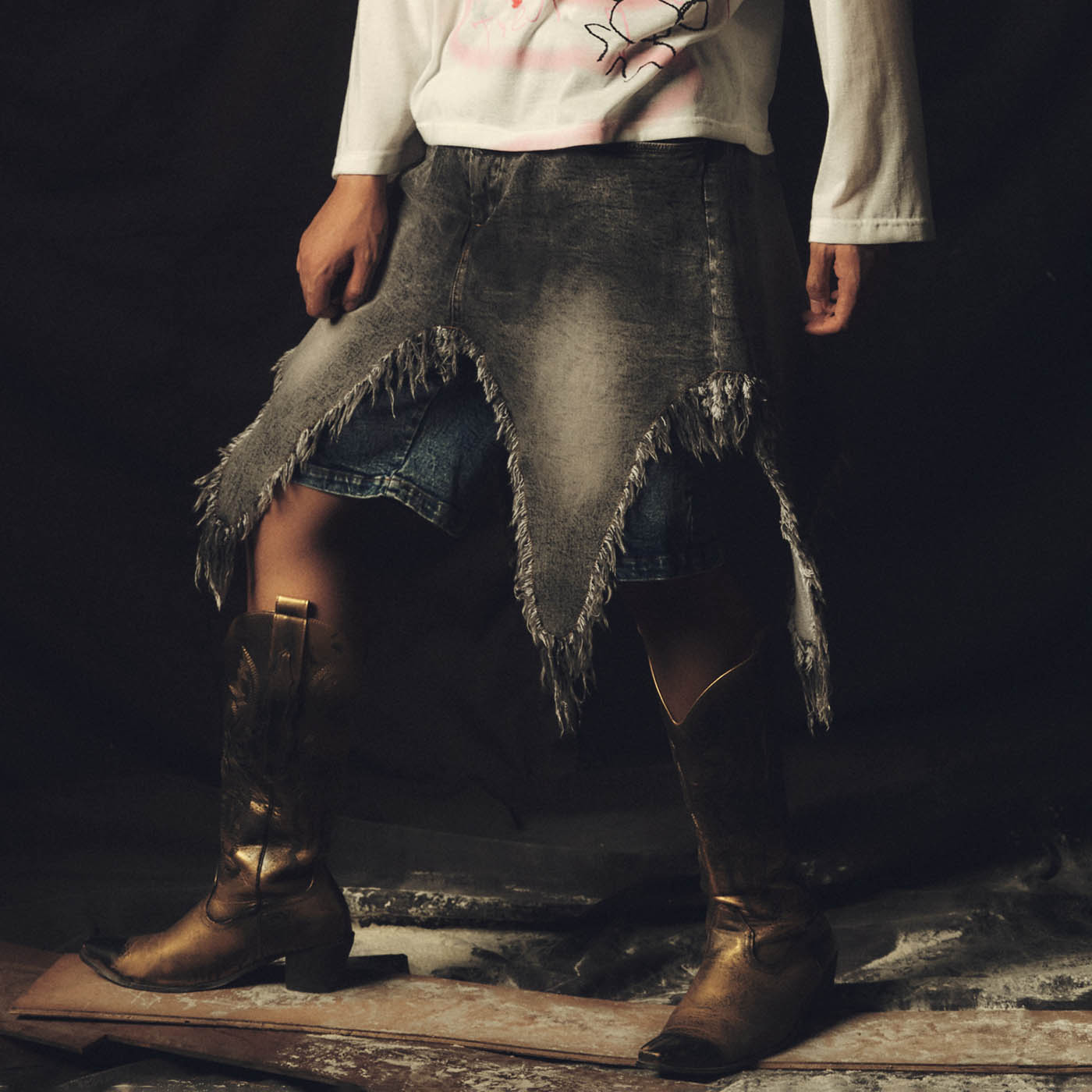 KADAKADA Washed Double-Layer Raw-Edge Shorts, premium urban and streetwear designers apparel on PROJECTISR.com, KADAKADA