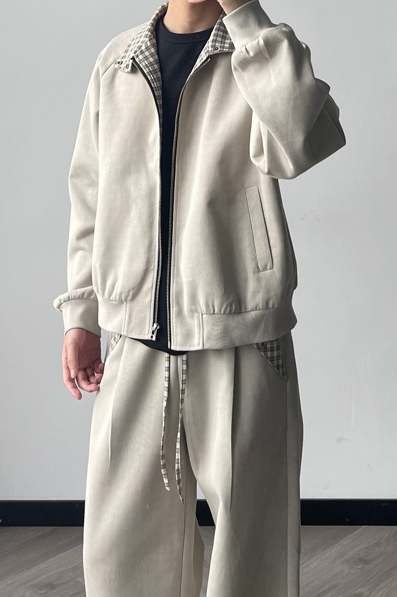 OKAYTHXBYE Checker-Lined Harrington Jacket, premium urban and streetwear designers apparel on PROJECTISR.com, OKAYTHXBYE