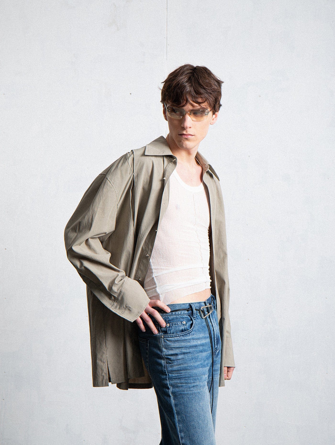 LEONSENSE Modern Pleated Shirt, premium urban and streetwear designers apparel on PROJECTISR.com, LEONSENSE