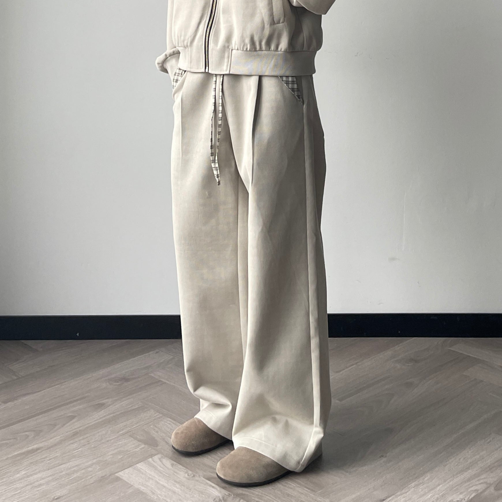 OKAYTHXBYE Plaid Layered Waist Drawstring Sweatpants, premium urban and streetwear designers apparel on PROJECTISR.com, OKAYTHXBYE