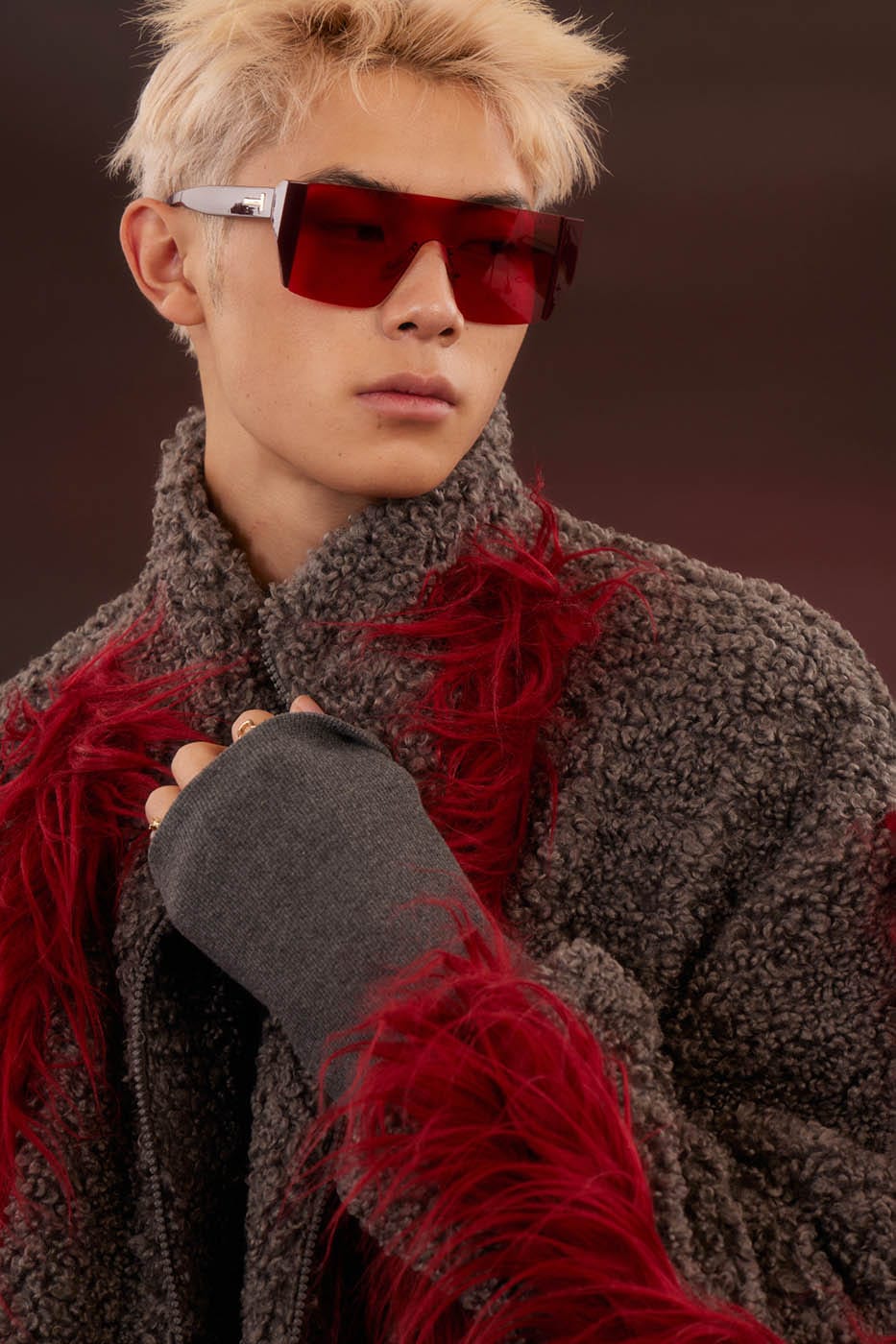 KADAKADA Faux Fur Spliced Oversized Fleece Jacket, premium urban and streetwear designers apparel on PROJECTISR.com, KADAKADA