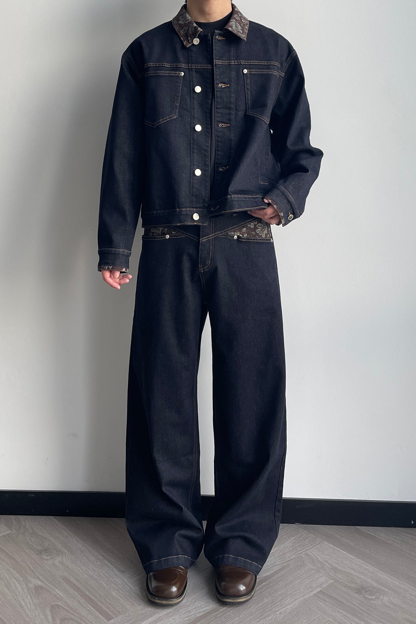 OKAYTHXBYE Floral-Lined Denim Jacket, premium urban and streetwear designers apparel on PROJECTISR.com, OKAYTHXBYE