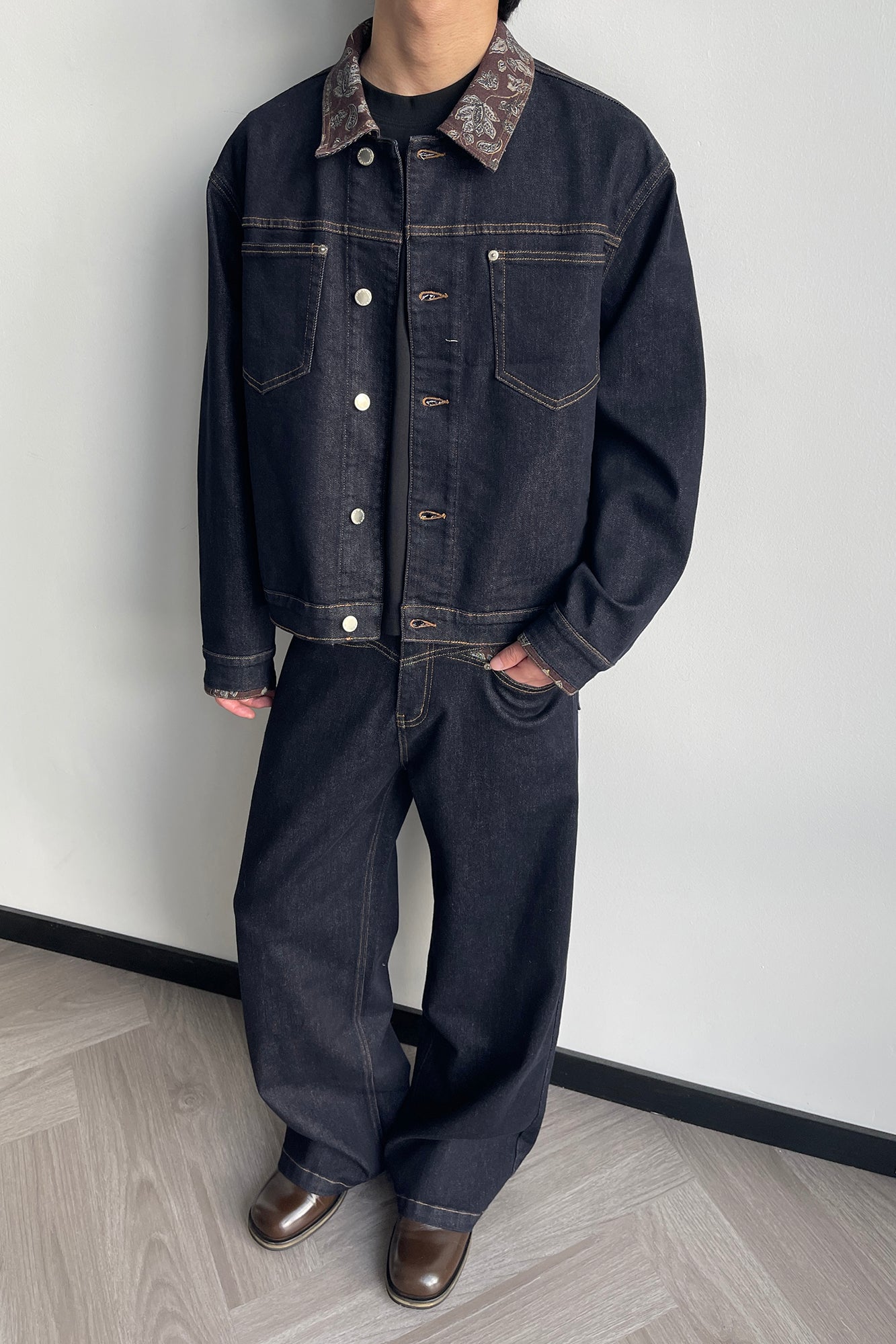OKAYTHXBYE Floral-Lined Denim Jacket, premium urban and streetwear designers apparel on PROJECTISR.com, OKAYTHXBYE