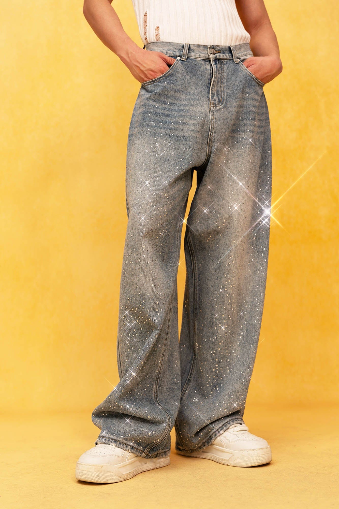 CLP Diamond Washed Wide-Leg Jeans