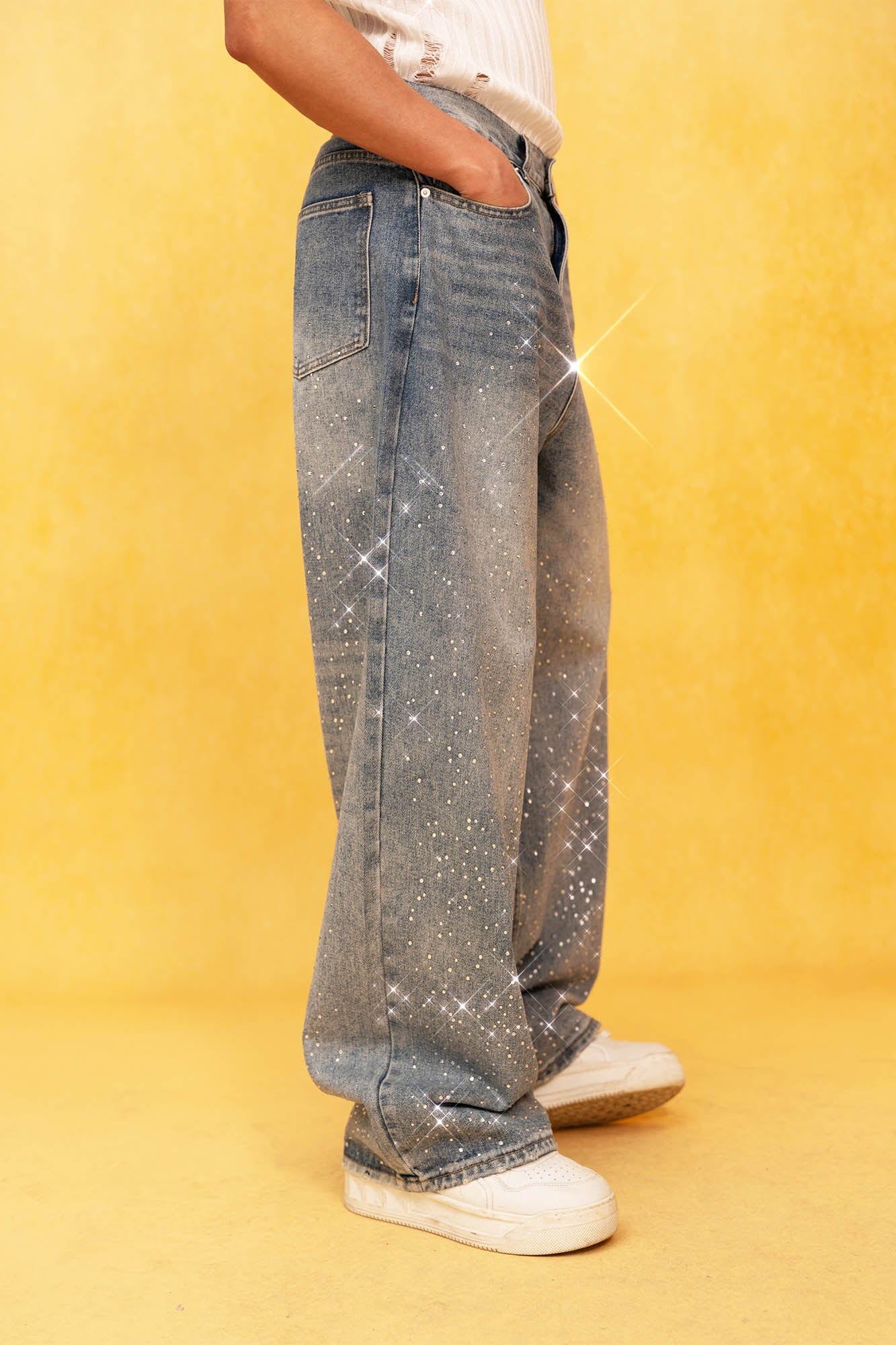 CLP Diamond Washed Wide-Leg Jeans