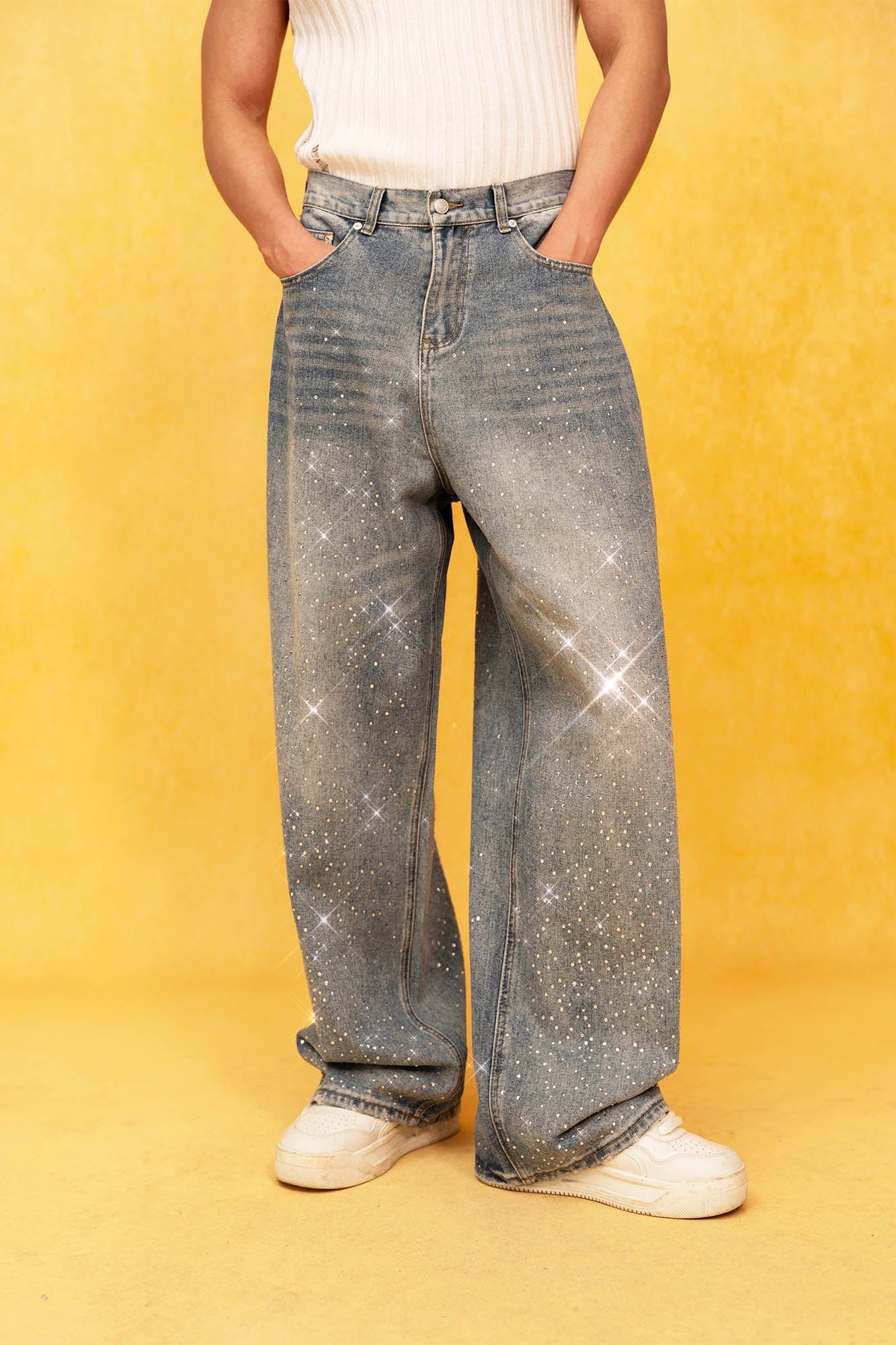 CLP Diamond Washed Wide-Leg Jeans