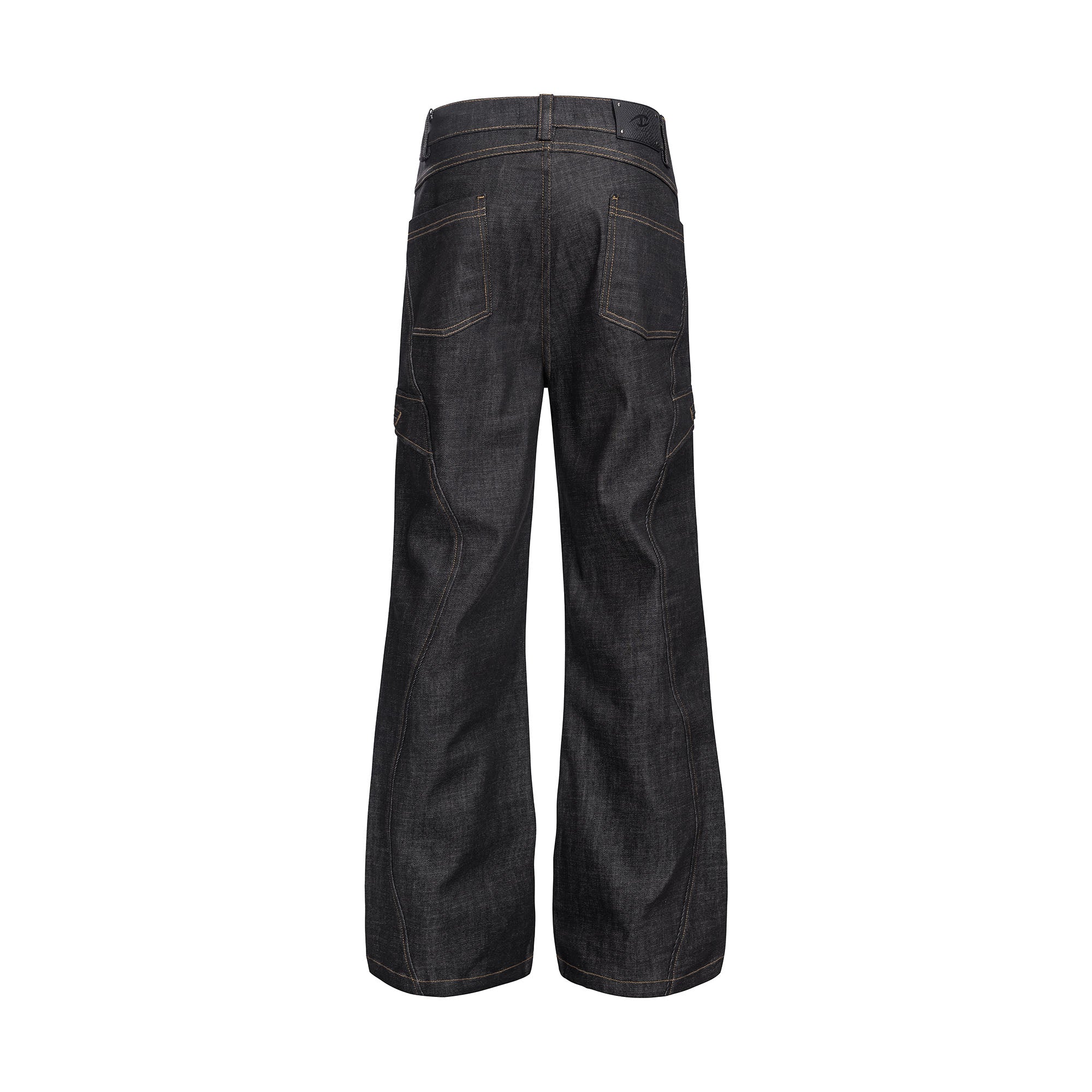 CATSSTAC Retro Curved Seam Panel Raw Jeans, premium urban and streetwear designers apparel on PROJECTISR.com, CATSSTAC