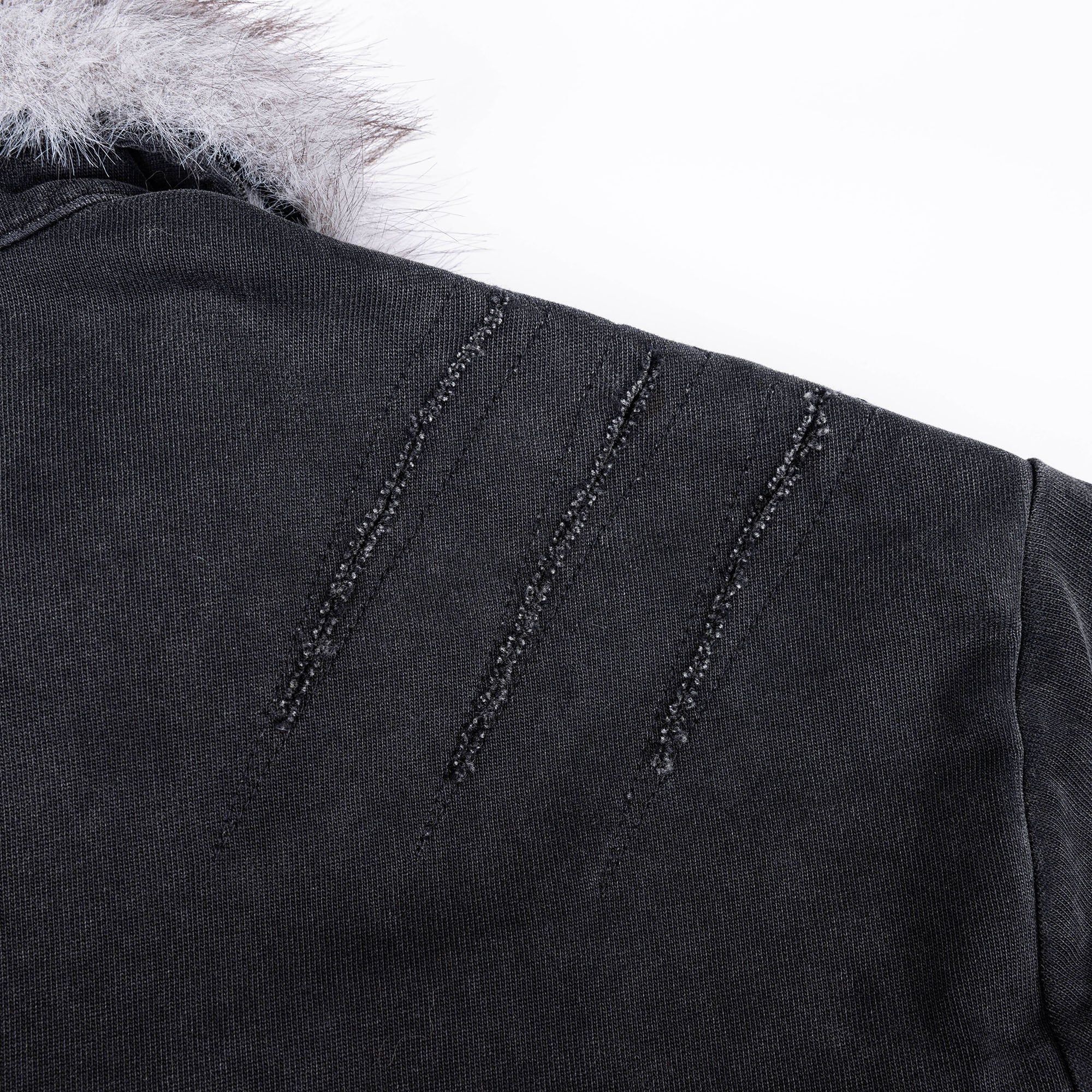 ESAIAS Detachable Faux Fur Collar Embroidered Long-Sleeve Tee, premium urban and streetwear designers apparel on PROJECTISR.com, ESAIAS