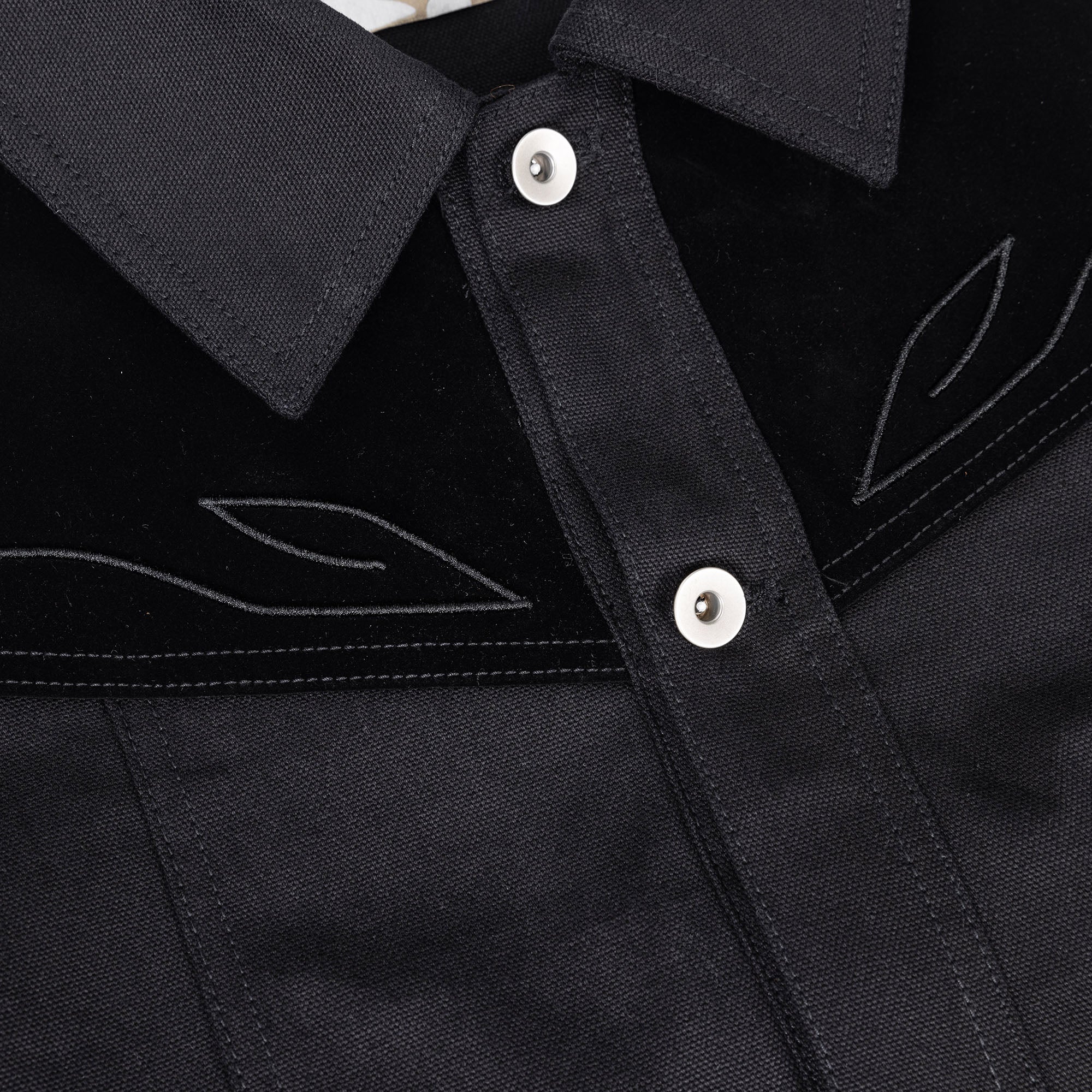 ESAIAS Totem Embroidered Velvet Panel Short Jacket, premium urban and streetwear designers apparel on PROJECTISR.com, ESAIAS