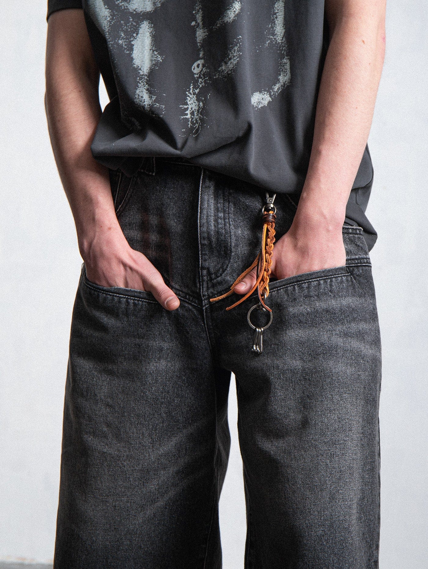LEONSENSE Spliced Washed Oversized Jeans Shorts, premium urban and streetwear designers apparel on PROJECTISR.com, LEONSENSE