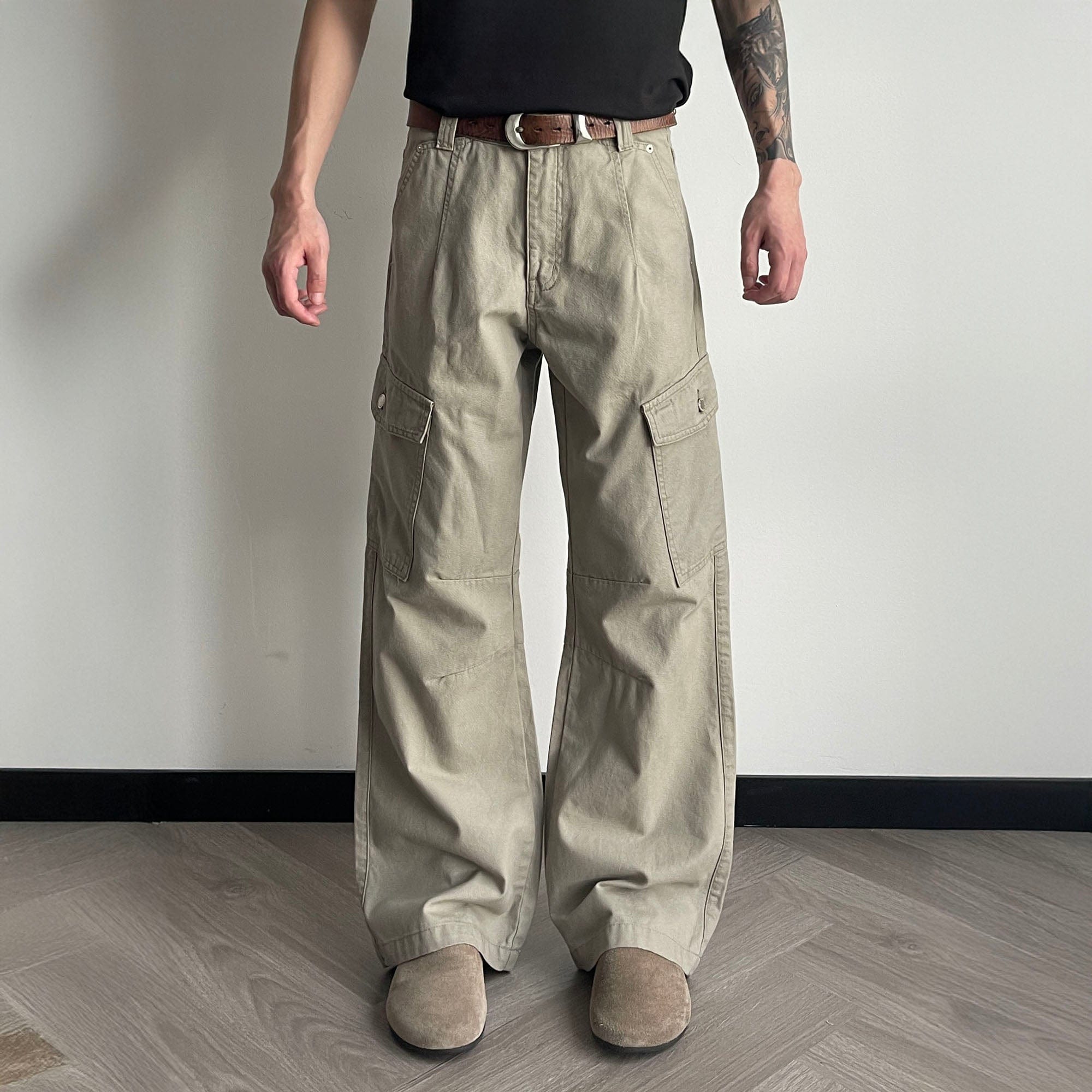 OKAYTHXBYE Washed Button Flap-Pocket Cargo Pants, premium urban and streetwear designers apparel on PROJECTISR.com, OKAYTHXBYE
