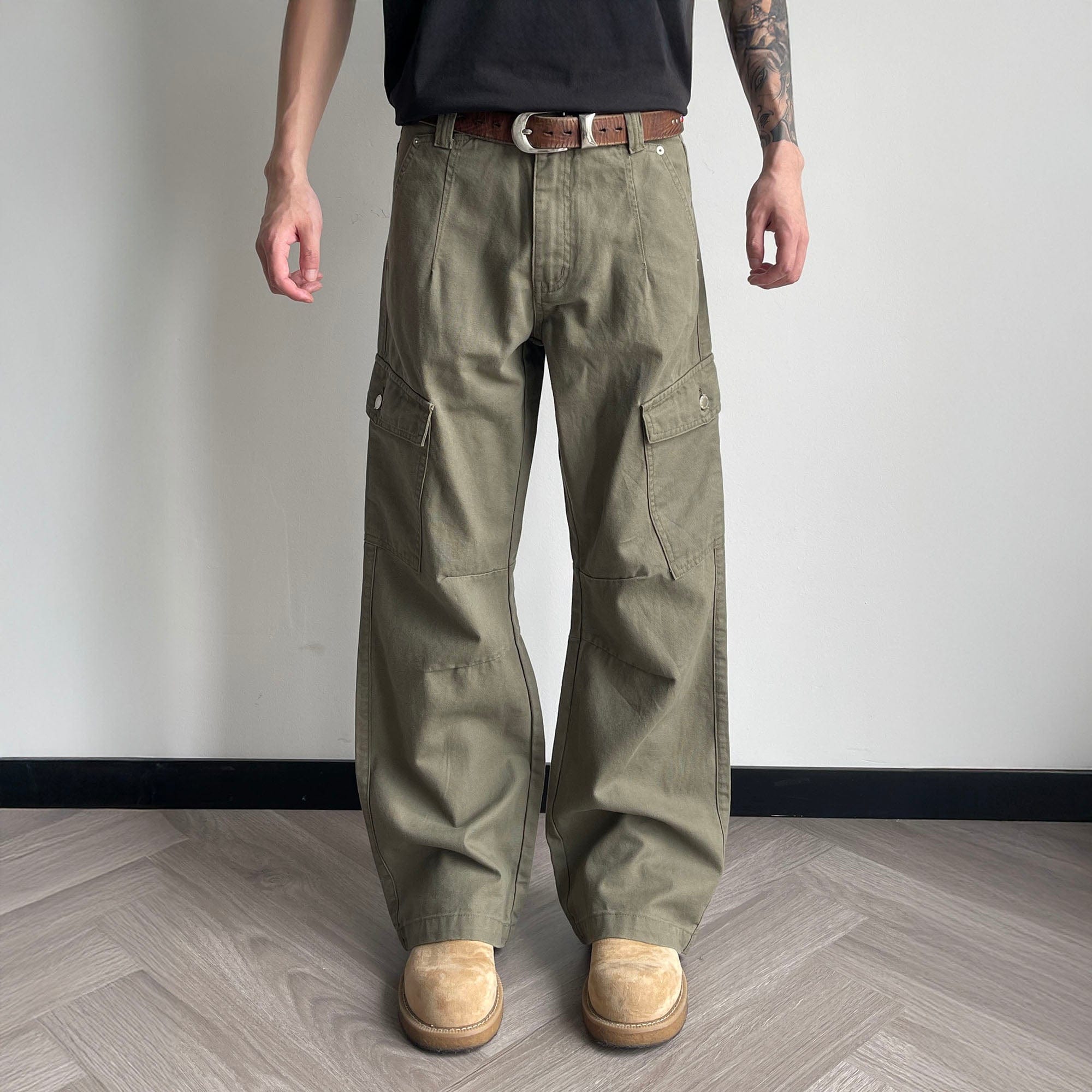 OKAYTHXBYE Washed Button Flap-Pocket Cargo Pants, premium urban and streetwear designers apparel on PROJECTISR.com, OKAYTHXBYE