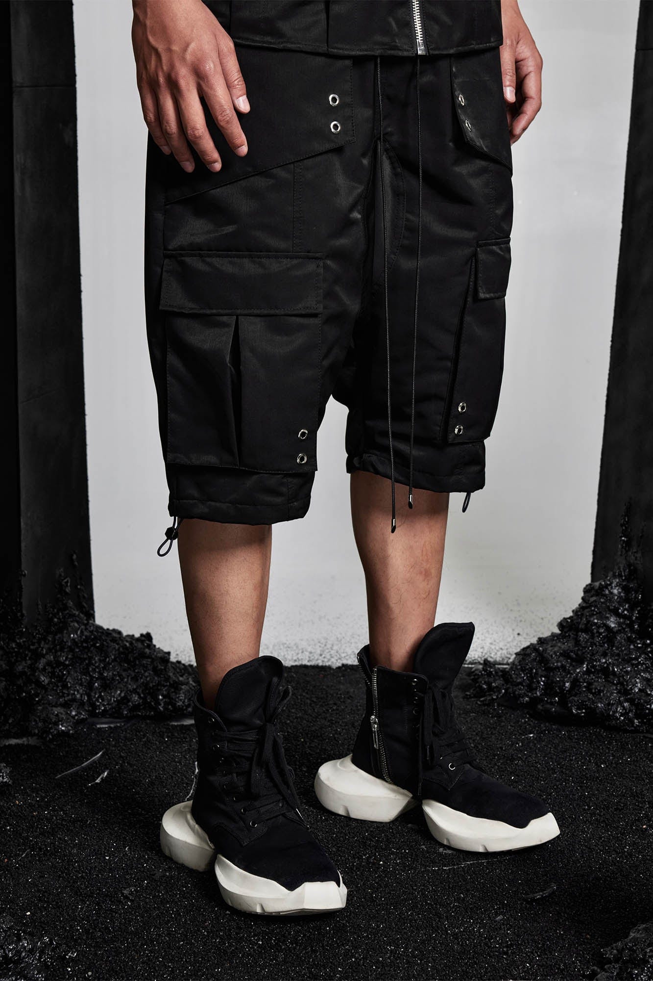 SSIN7 Multi-Pocket Satin Drawstring Shorts, premium urban and streetwear designers apparel on PROJECTISR.com, SSIN7