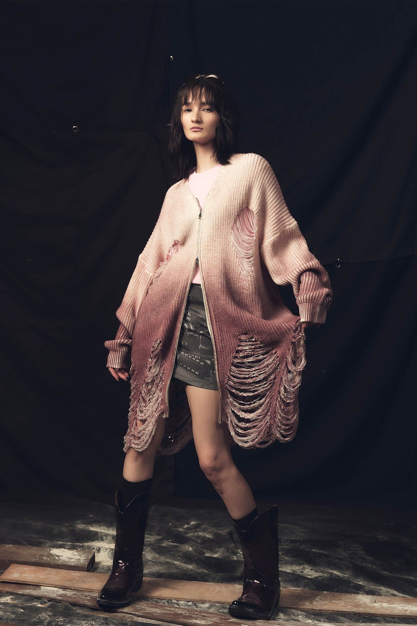 KADAKADA Heavily Distressed Gradient Long Knit Cardigan, premium urban and streetwear designers apparel on PROJECTISR.com, KADAKADA