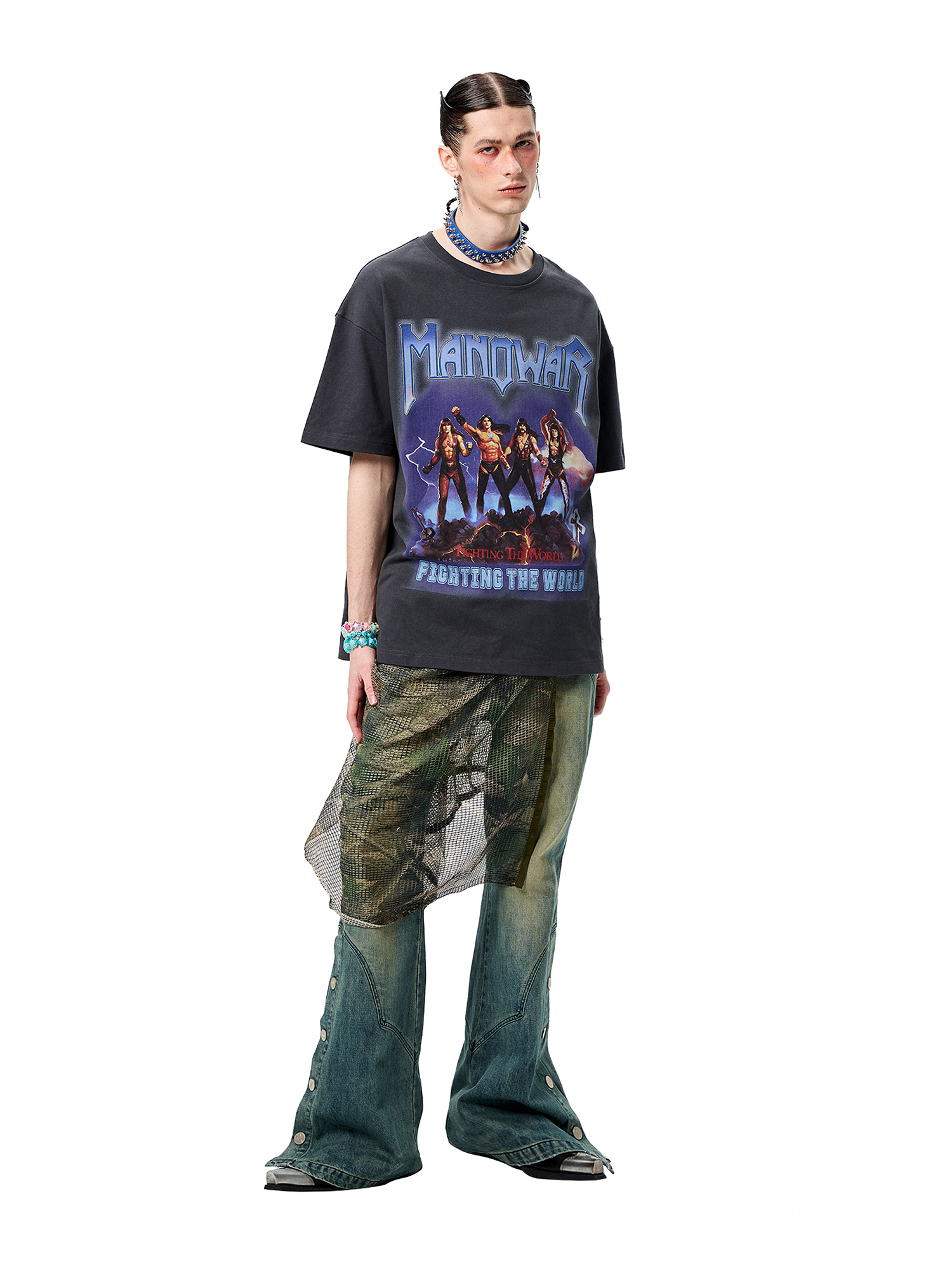 ERISSTOFF Washed Manowar Graphic Oversized T-Shirt