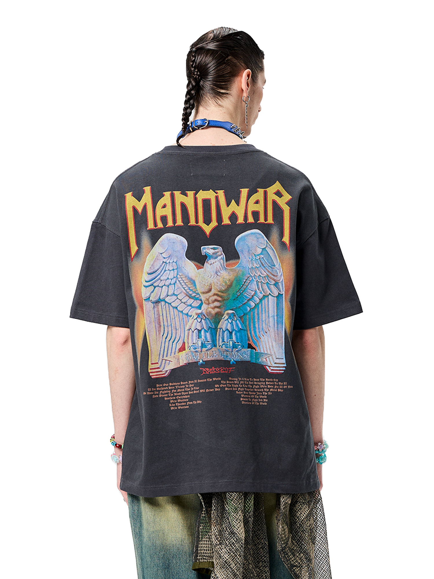 ERISSTOFF Washed Manowar Graphic Oversized T-Shirt