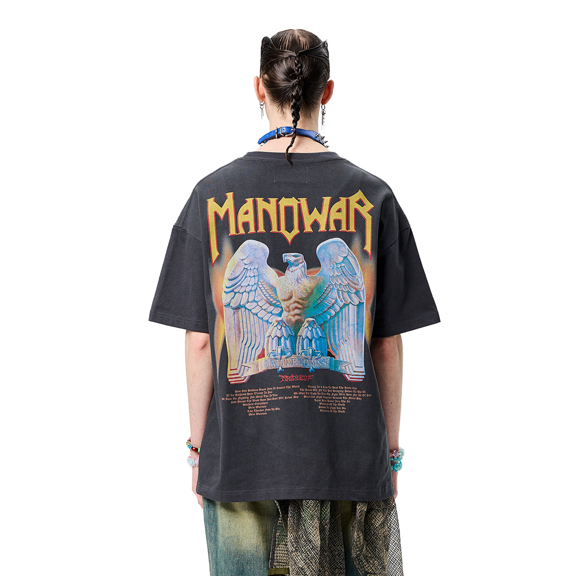 ERISSTOFF Washed Manowar Graphic Oversized T-Shirt