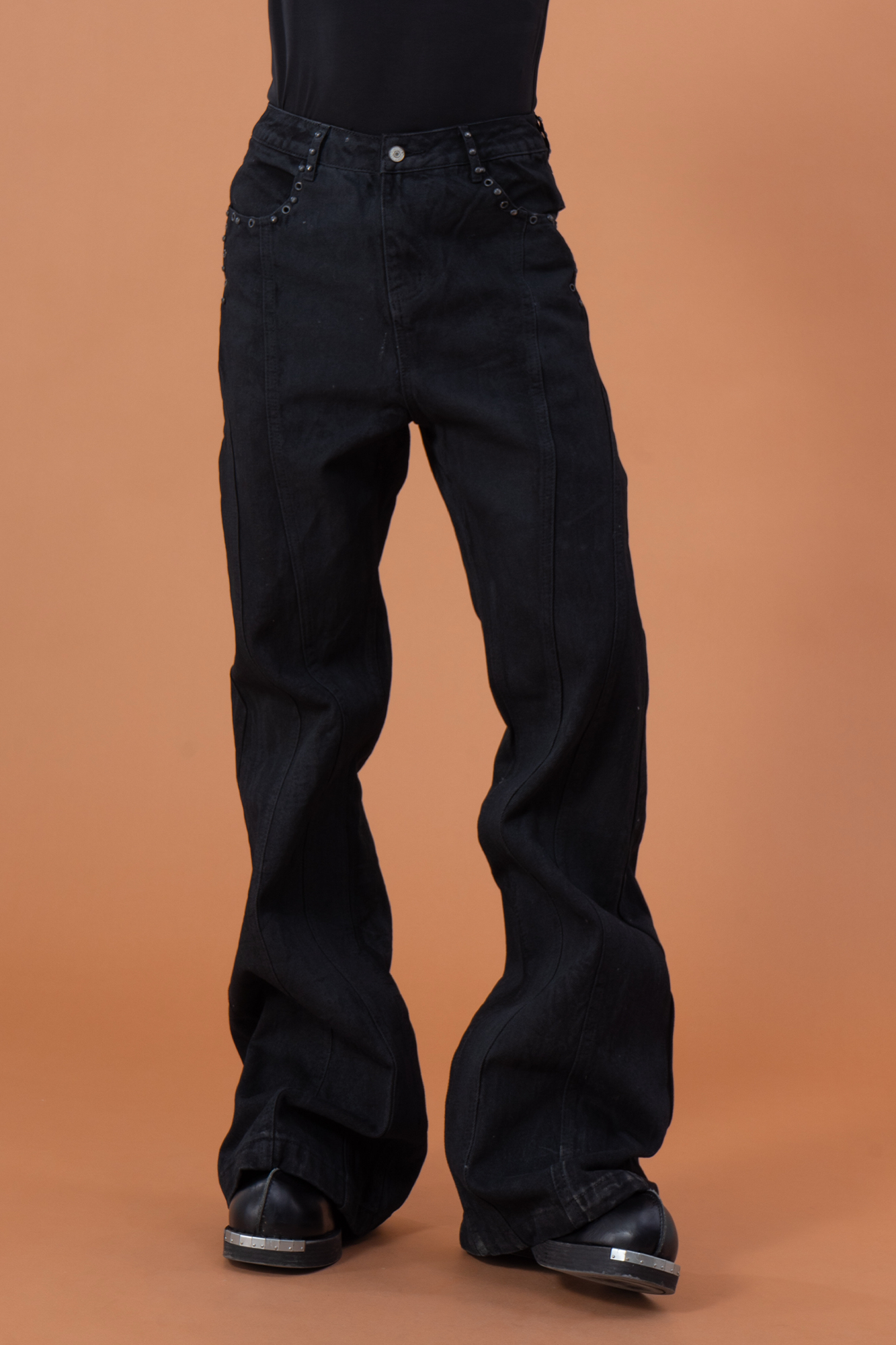 CLP Panel Studded Flared Jeans