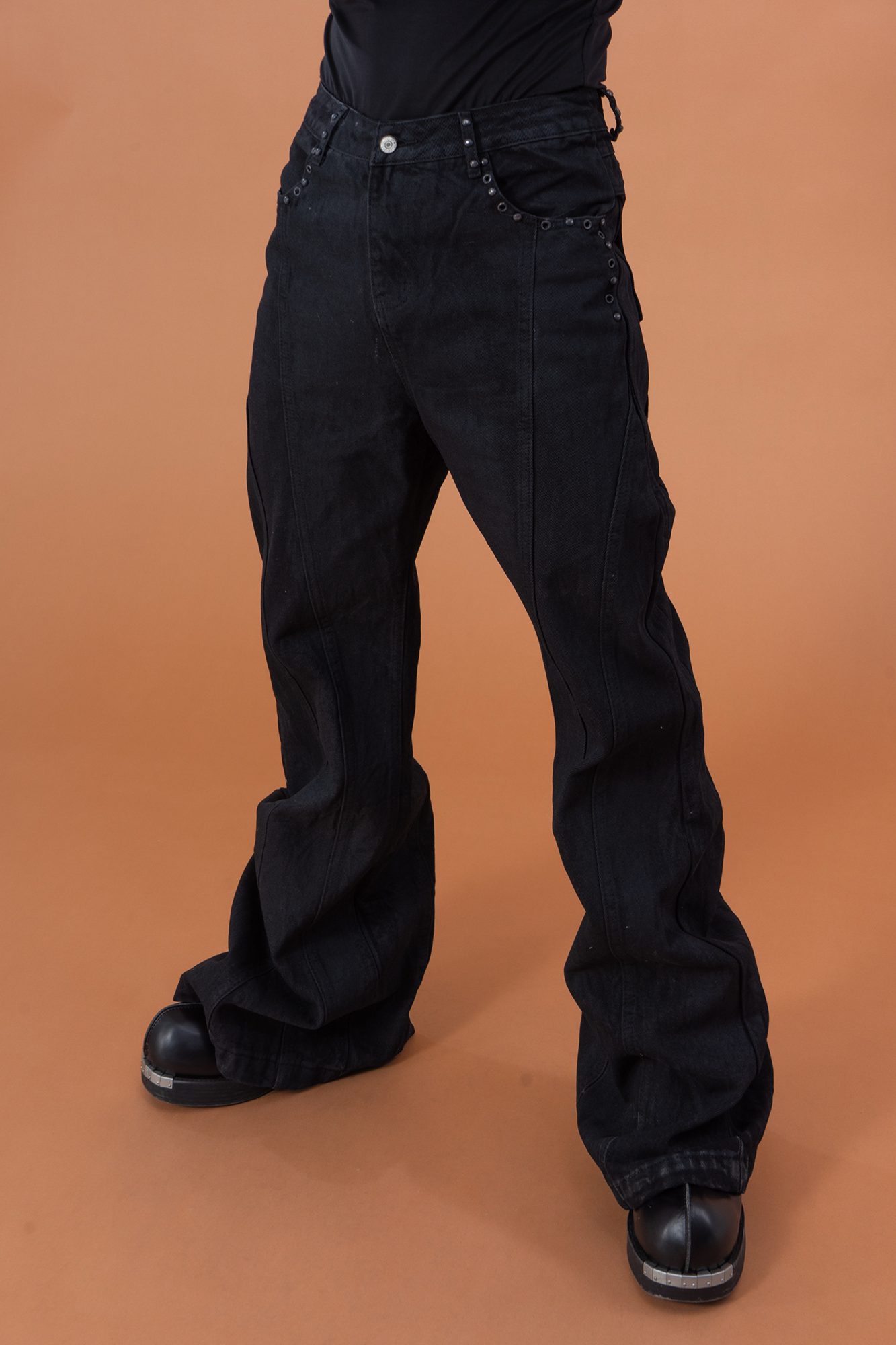 CLP Panel Studded Flared Jeans