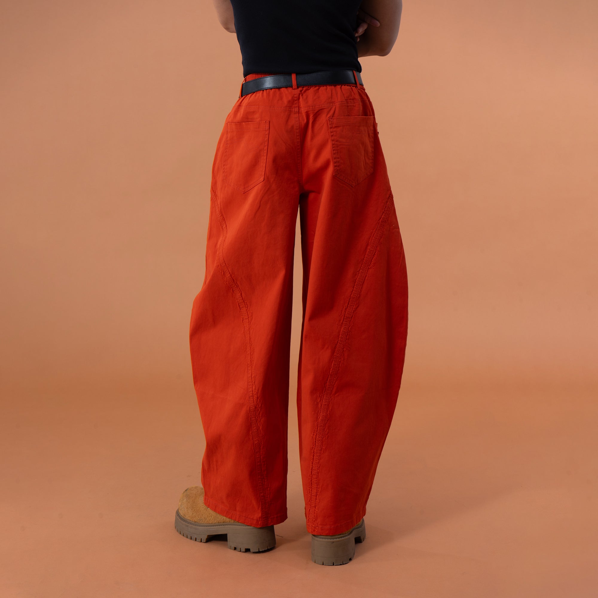 CLP Zigzag Contrast-Stitch Wide-Leg Pants